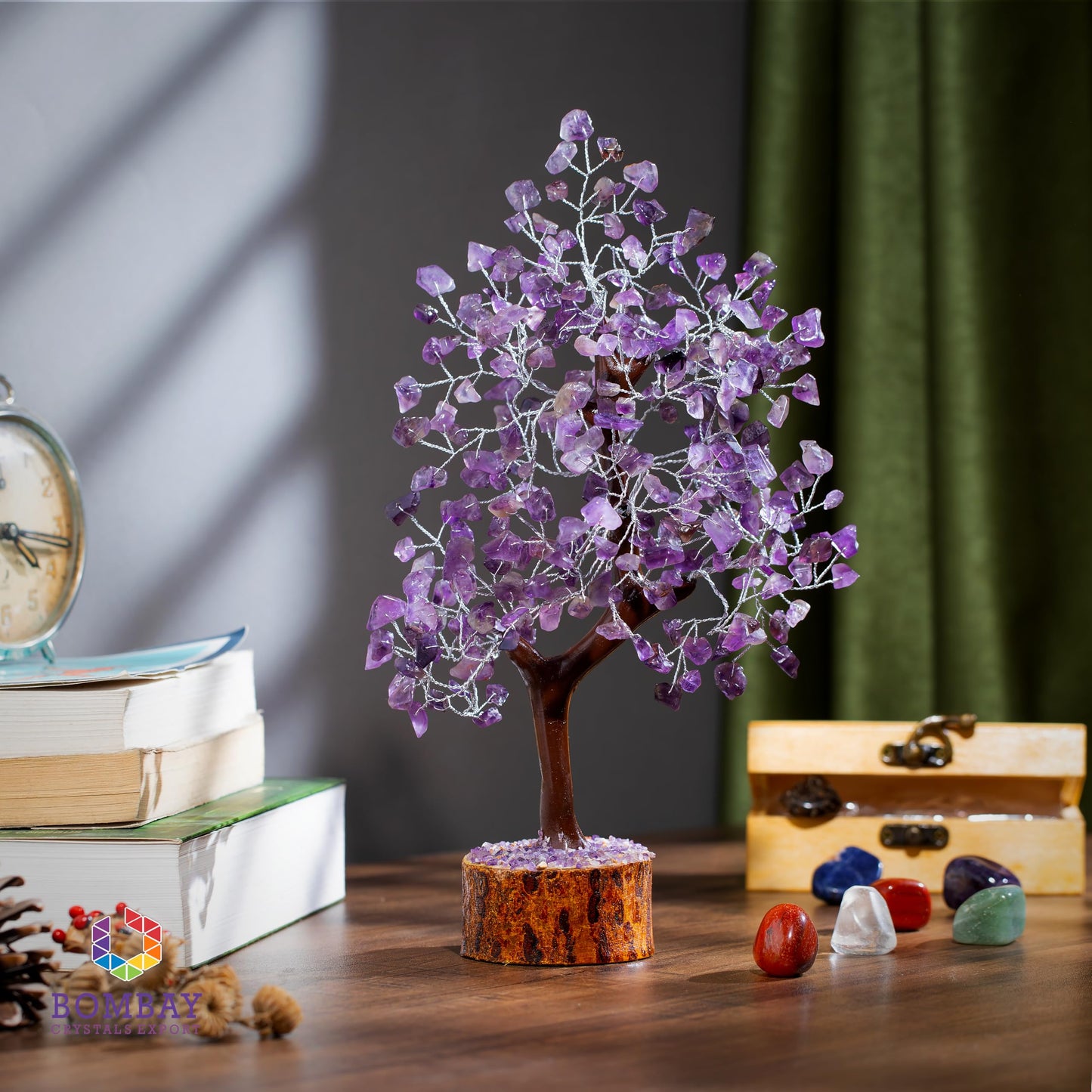Amethyst Crystal of Life with Silver Wire, Feng Shui Gemstone Bonsai Chakra Tree for Healingof Life Decor, Spiritual Crystal Gifts for Women and Men, Moneyfor Meditation and Reiki