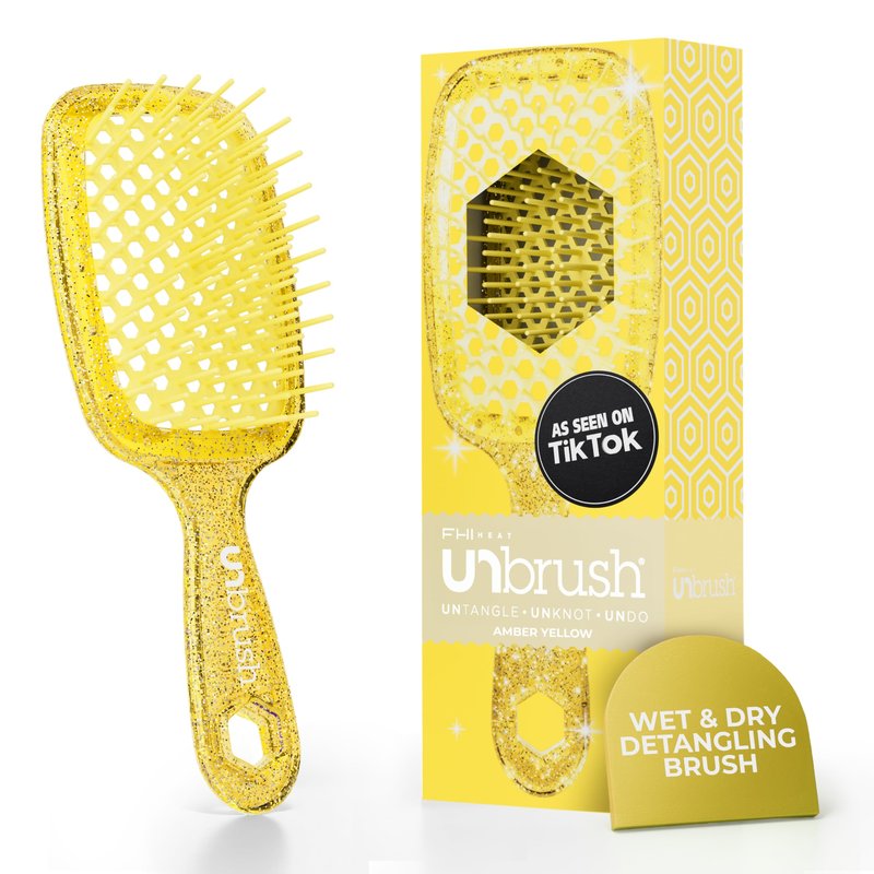 FHI Heat UNbrush Detangling Brush for Pain-Free Brushing on All Wet or Dry Hair Types — Durable DuoFlex Anti-Static Bristles, Lightweight Handle, Vented Hair Brush