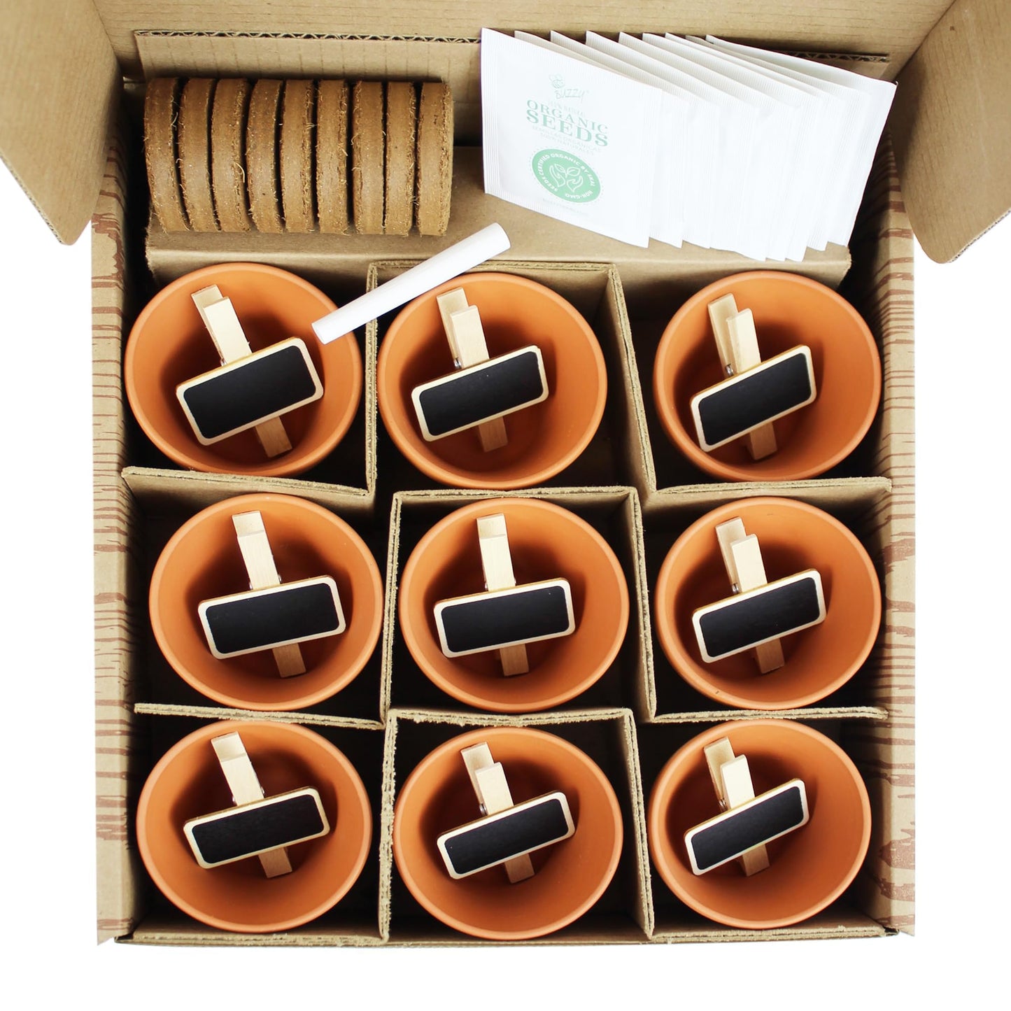 BUZZY Seeds Apothecary Garden Wellness Kit with 9 Varieties of Non-GMO Flower and Herb Seeds, Terracotta Pots, Growing Medium, and Plant Markers, a Self-Care Gift for Holistic Living