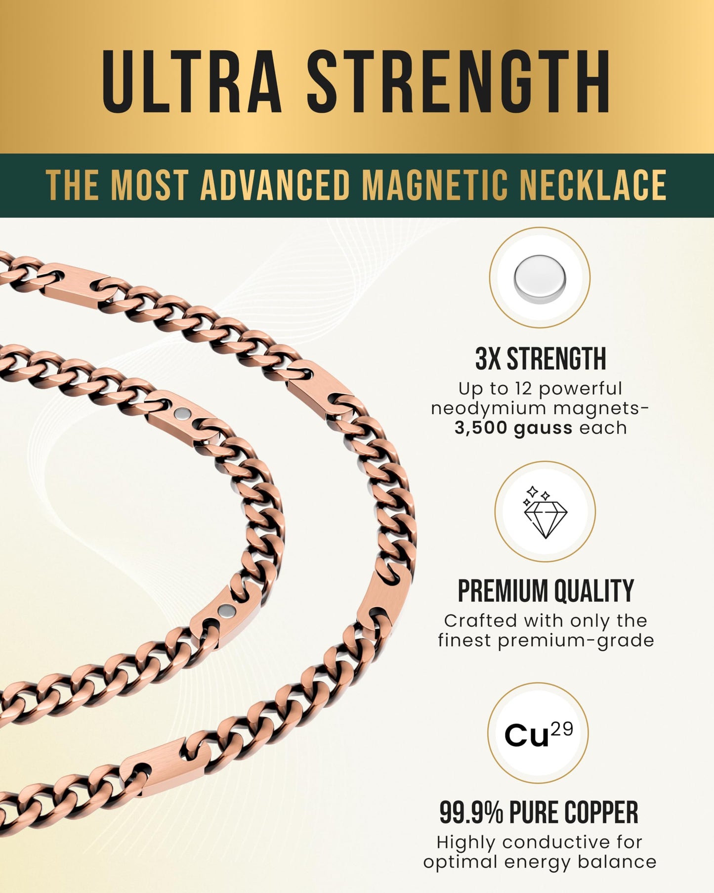 MagnetRX® Copper Magnetic Necklace - Effective Magnetic Necklace for Men and Women - 99.9% Pure Copper Necklaces Chain with Magnets (22.0 Inches)