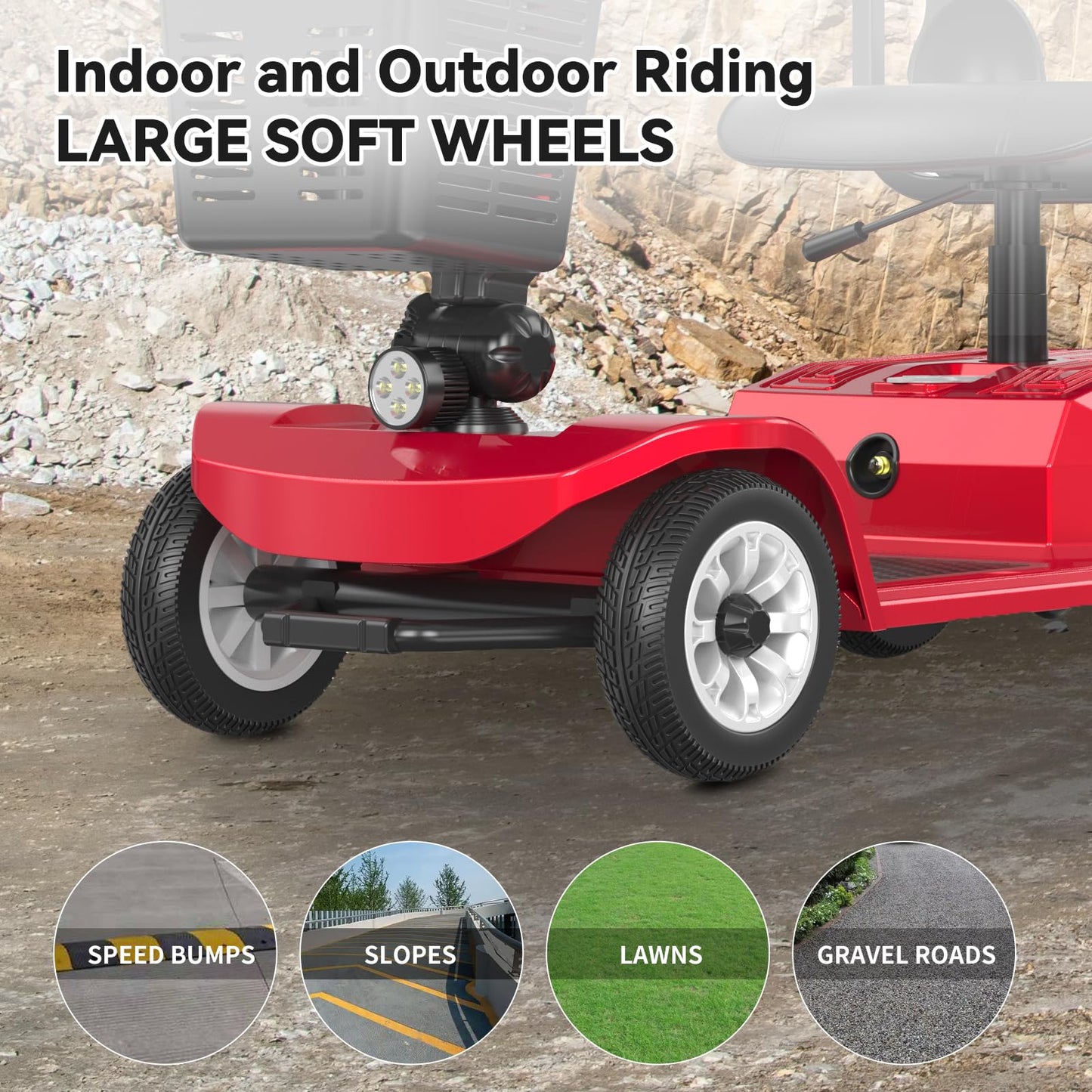 4 Wheel Mobility Scooter for Seniors & Adults，22 Miles Range，Foldable Powered Electric Wheelchair Device w/2 Lithium Batteries All Terrain Motorized Scooter Airline Approved (Red)