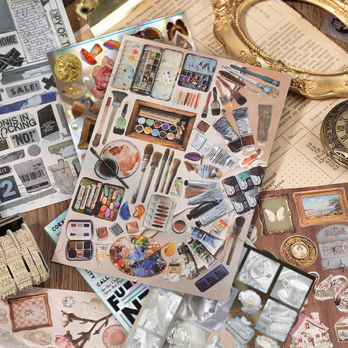 1600+ Pcs Vintage Sticker Books for Scrapbook Supplies & Junk Journal Supplies - Retro Y2K Stickers (Glossy/Matte/Textured) | Ephemera, Journal Supplies, Craft Embellishments