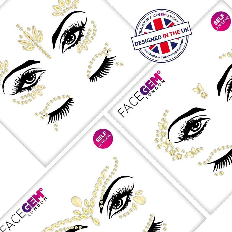 3 PCS Face Gems – Face Jewels - Self-Adhesive Rhinestone Face Jewels for Makeup, Party & Rave Looks - Eye Gems, Face Glitter, Self- Adhesive Festival Gems Festival, Glitter Tattoo, Face Gems