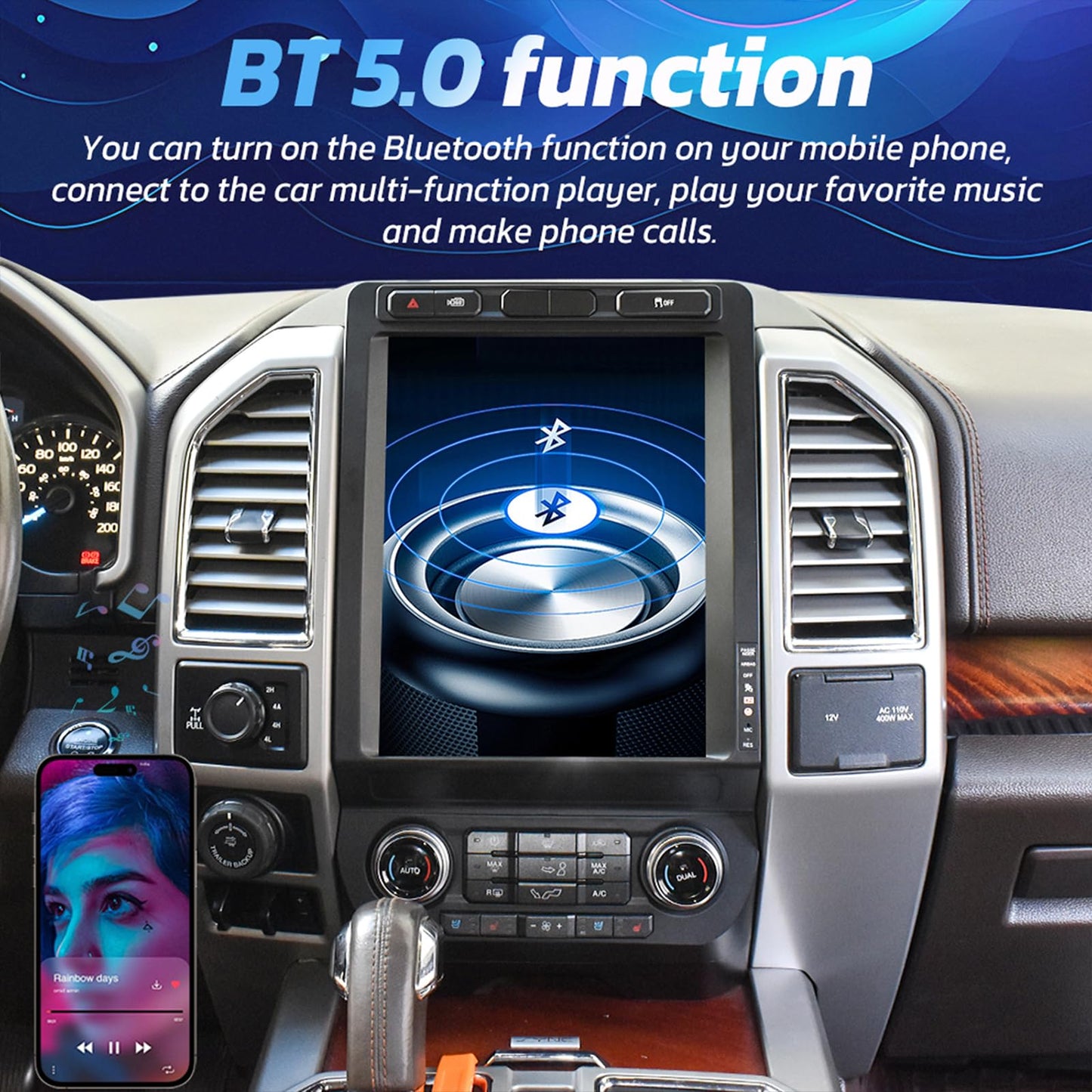 12.1 Inch Android 13 Car Radio for Ford F150 2015-2022 F250 F350 F450 2017-2022,Snapdragon 665 Car Stereo Upgrade,Tesla Style Touch Screen Head Unit Carplay,Android Auto,WiFi,4G,AM FM,Fast Boot