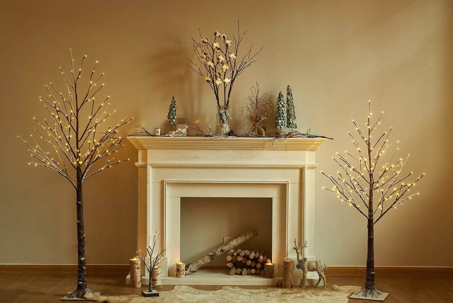 Hairui Lighted Brown Branches Battery Operated with Timer 30IN 100 LED Fairy Lights, Willow Branch Lights for Home Bedroom Fireplace Christmas Holiday Decoration Indoor Outdoor Use (Vase Excluded)