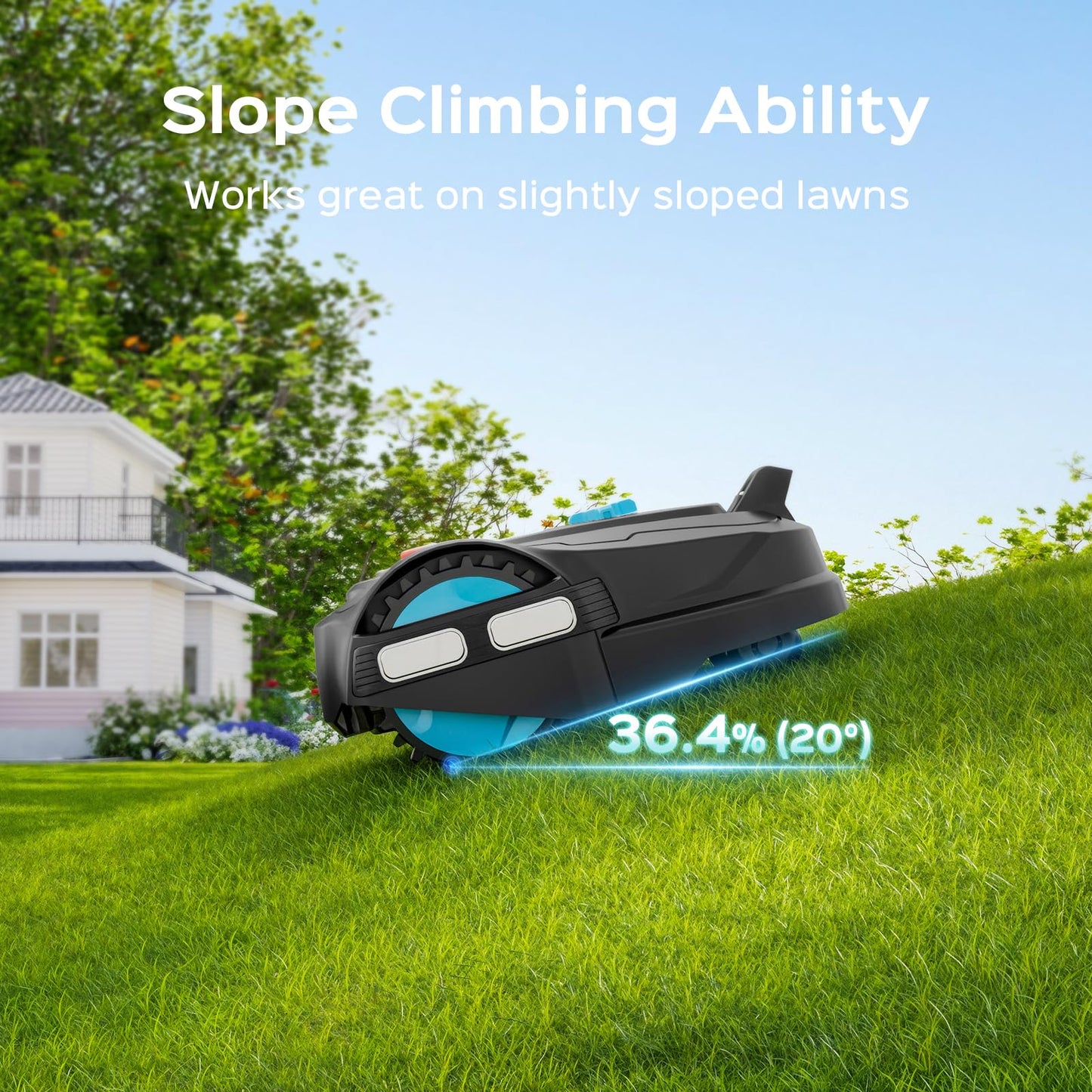 YARDCARE M800Plus NO Wire Vision Robot Lawn Mower with GPS Navigation, Path Planning, APP Control, Spiral Cutting, Automatic Lawnmower with Obstacle Avoidance, Height Adjustment for 1/5 Acres Lawn