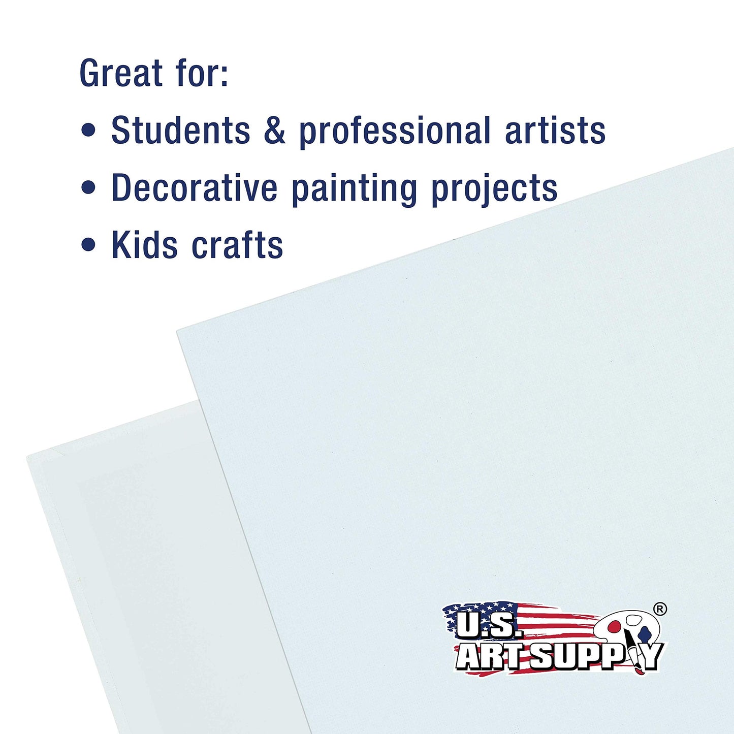 U.S. Art Supply 12 X 12 Inch Art Canvas Board Panels 12 Pack - 8 Ounce Heavyweight Cotton Acid Free Canvases for Painting Acrylics and Watercolor (1 Case of 12 Single Canvas Painting Panels)