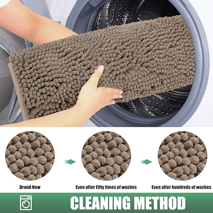 IM HOME Chenille Absorbent Outdoor Doormat 60" x 36", Washable Muddy Door Mats for Dog Non Slip Indoor Doormat Dog Mat for Muddy Paw Front Inside Doormats for Entryway Beige