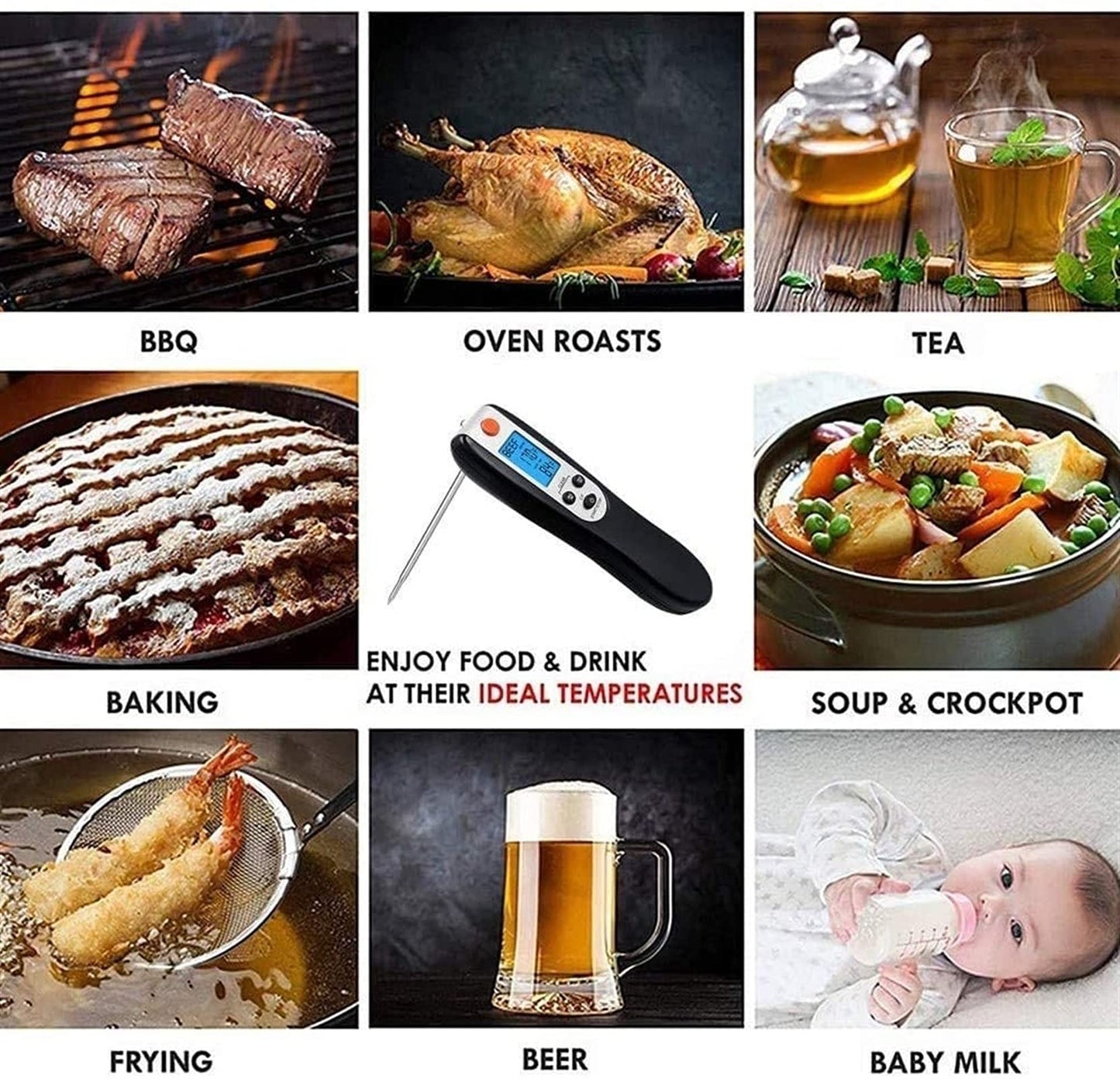 Feiyx Instant Read Meat Thermometer,Thermometer Instant Read Digital Thermometer,for Grilling BBQ Kitchen Food Cooking Thermometer