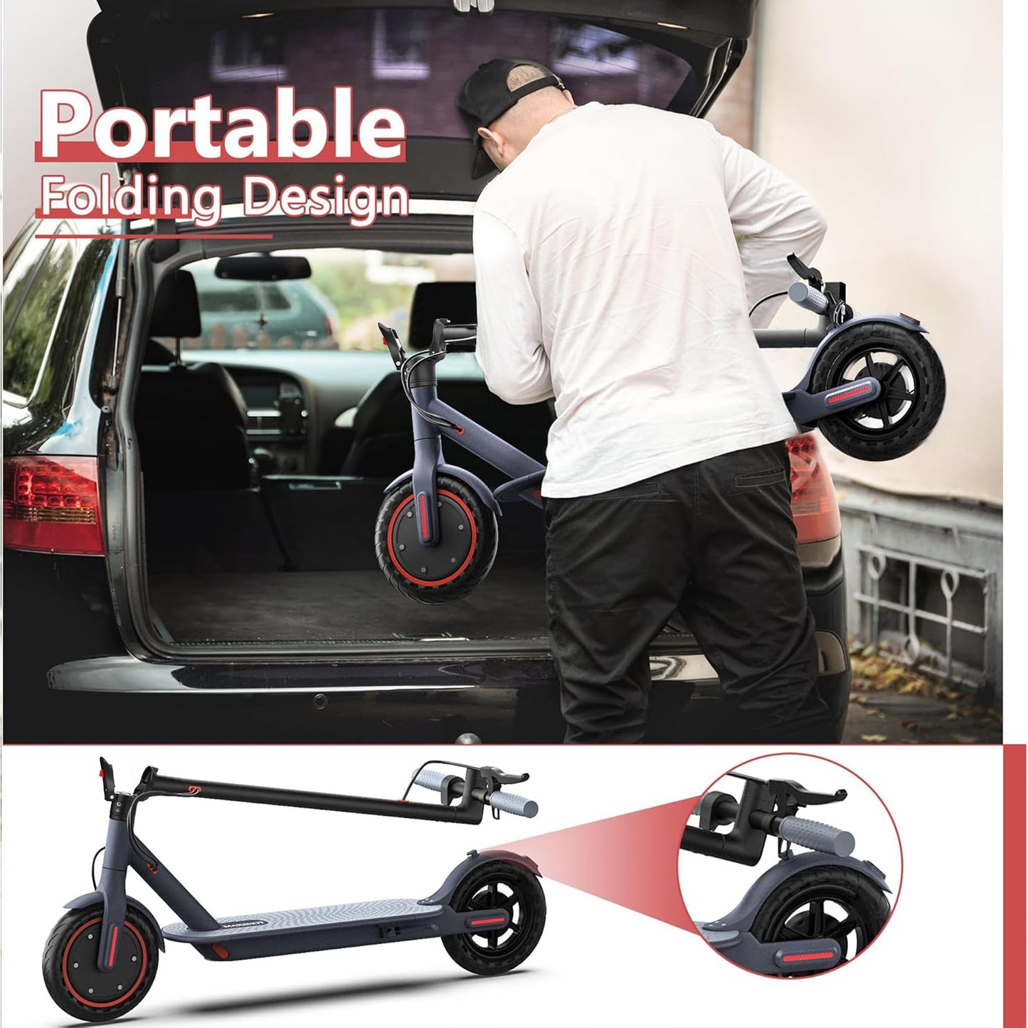 MAXSHOT Electric Scooter for Adults, 8.5/10/14" Tires, 19/22Mph, 350W/500W Motor, 21-28 Miles Range, Folding E-Scooter with Dual Suspension,APP Control
