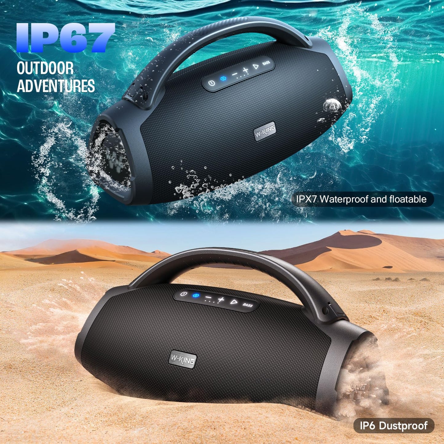 330W PEAK Loudest Boom Box X20, 7.5" Subwoofer, 2.1Ch, IPX7 Waterproof 200W RMS Party Bluetooth Speaker, Hi-Fi, Large Wireless Speakers, BT5.4, EQ APP, Fast Charge, Guitar-in,Massive Bass for Outdoors