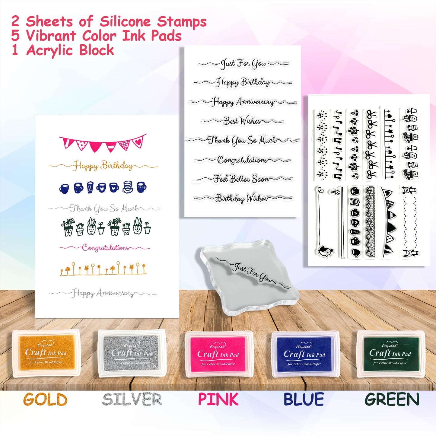 Card Making Supplies, Card Making Kit For Adults And Kids, 32 Blank Greeting Cards & Envelopes With Reusable Stamps DIY Greeting Card Set - Thank You Birthday Mother's Day Christmas Congradulation