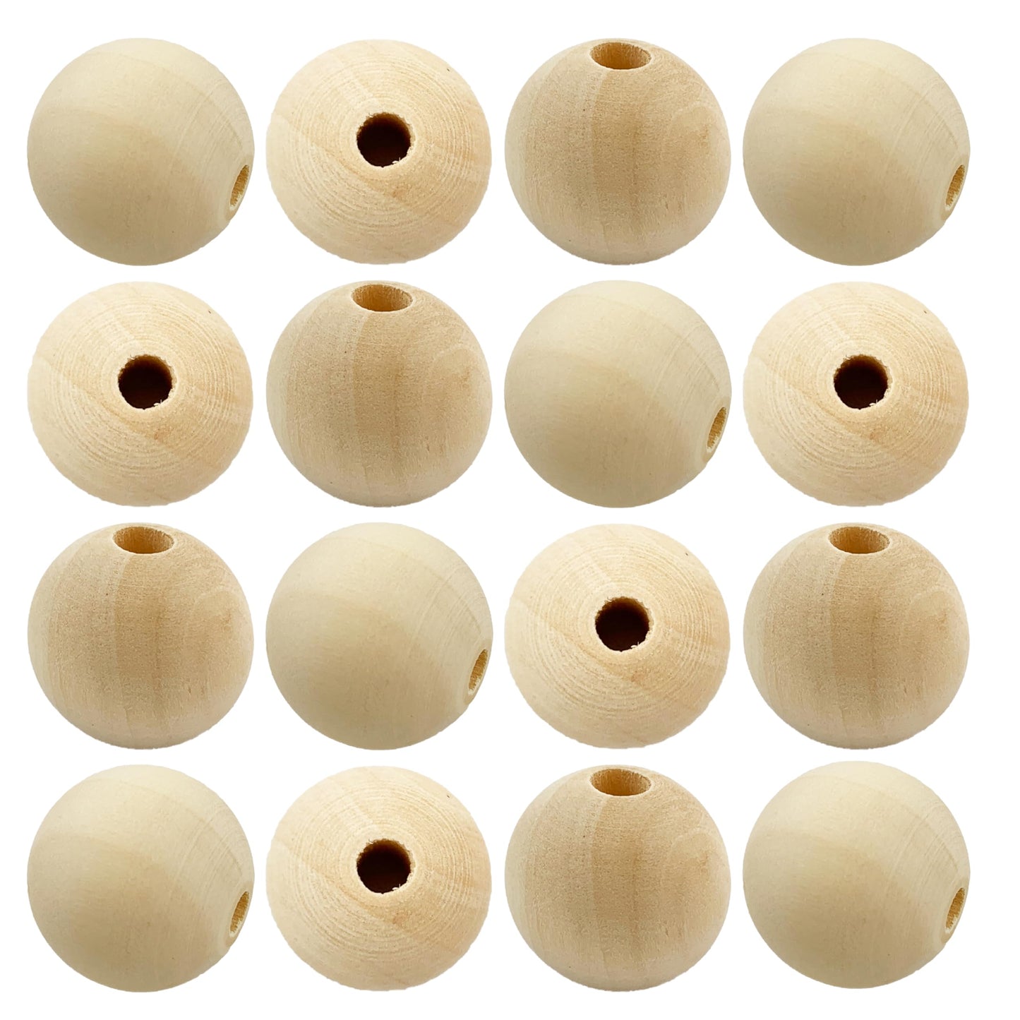 50 Pieces Unfinished Round Wood Beads with Hole, Natural Wood Loose Spacer Beads for DIY Crafts, Garlands, Jewelry Making (30mm)