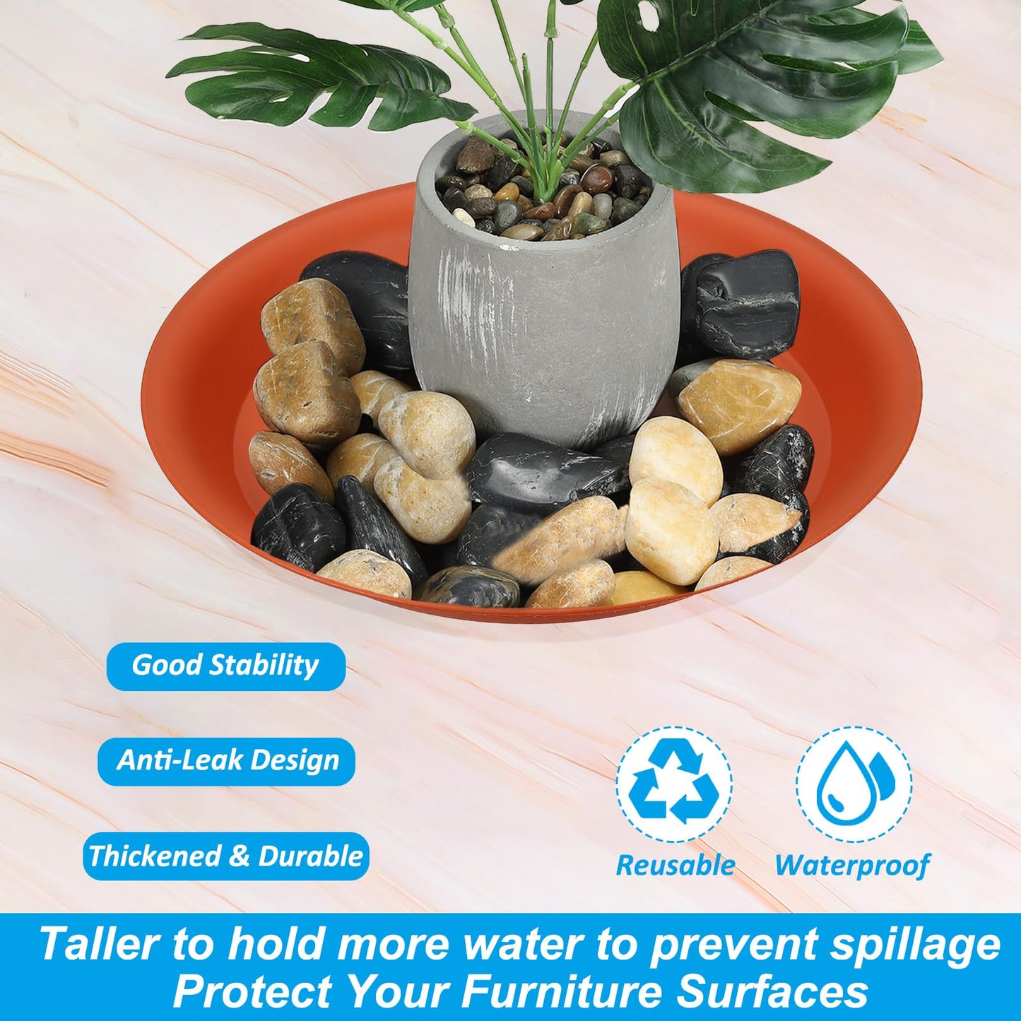 PATIKIL 10 Inch Plant Saucer Tray, 5 Pack Plastic Drip Tray Round Collects Excess Water Flower Pot Drainage Trays for Heavy Indoor Outdoor Pan, Red