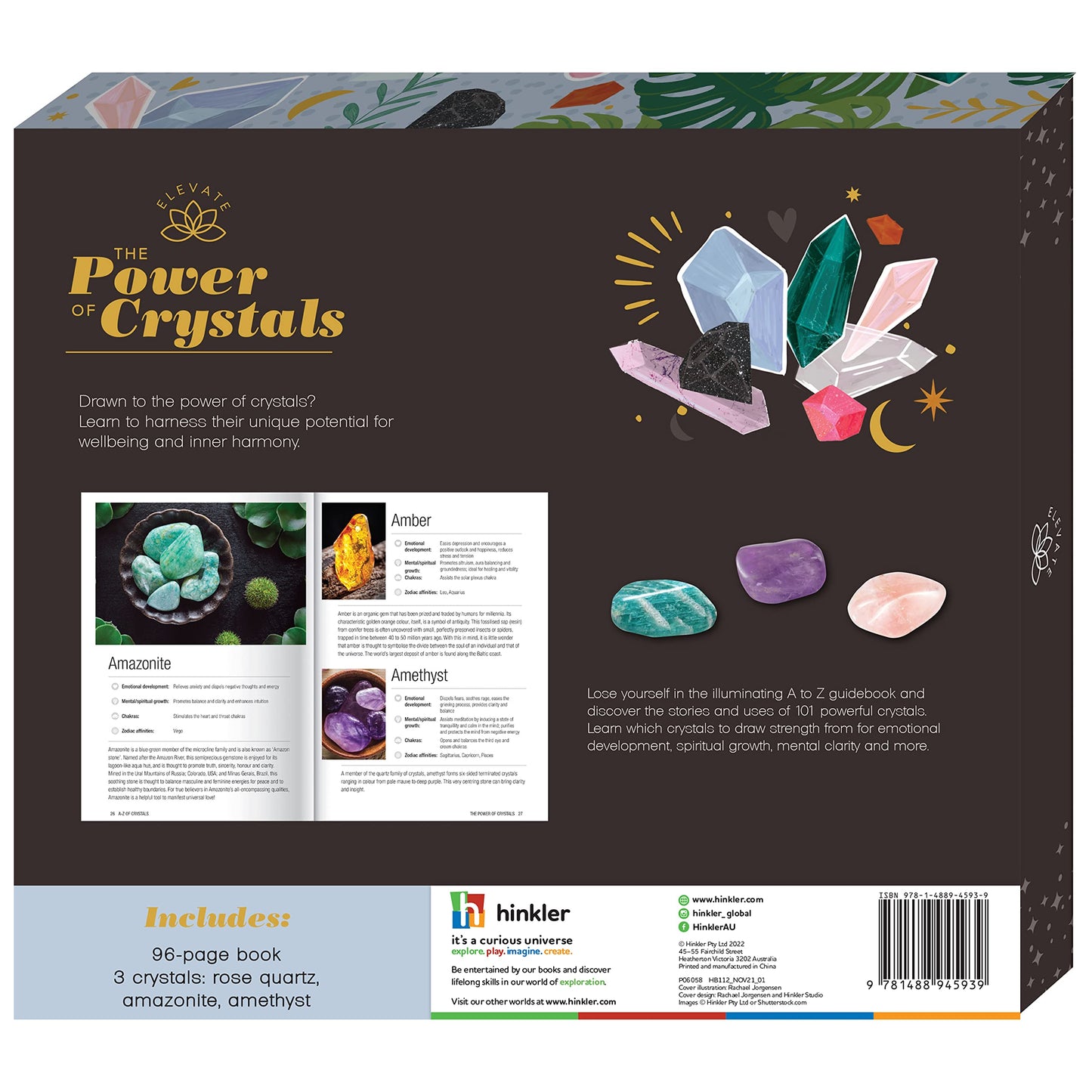 Hinkler Elevate - The Power of Crystals Kit - Spirituality for Adults - Crystals Included - Rose Quartz - Amazonite - Amethyst - Mental Health and Self Care Essentials - Adult Hobbies
