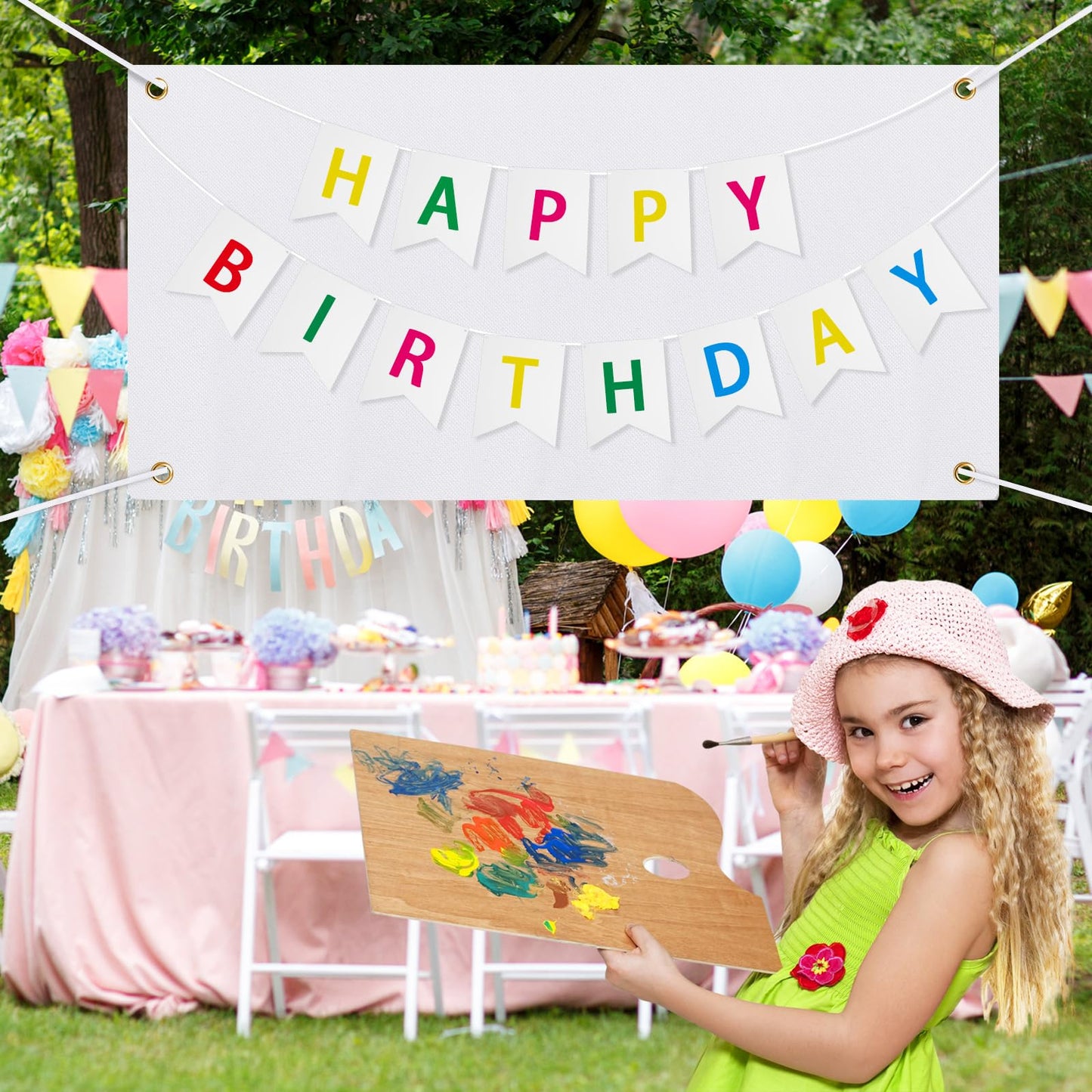 21 Pcs Large Blank Sublimation Banners Oxford Burlap Cloth Banner 20 Pcs DIY Flags with Hanging Ropes For Birthday Wedding Party Decoration Indoor Outdoor((White Oxford cloth)