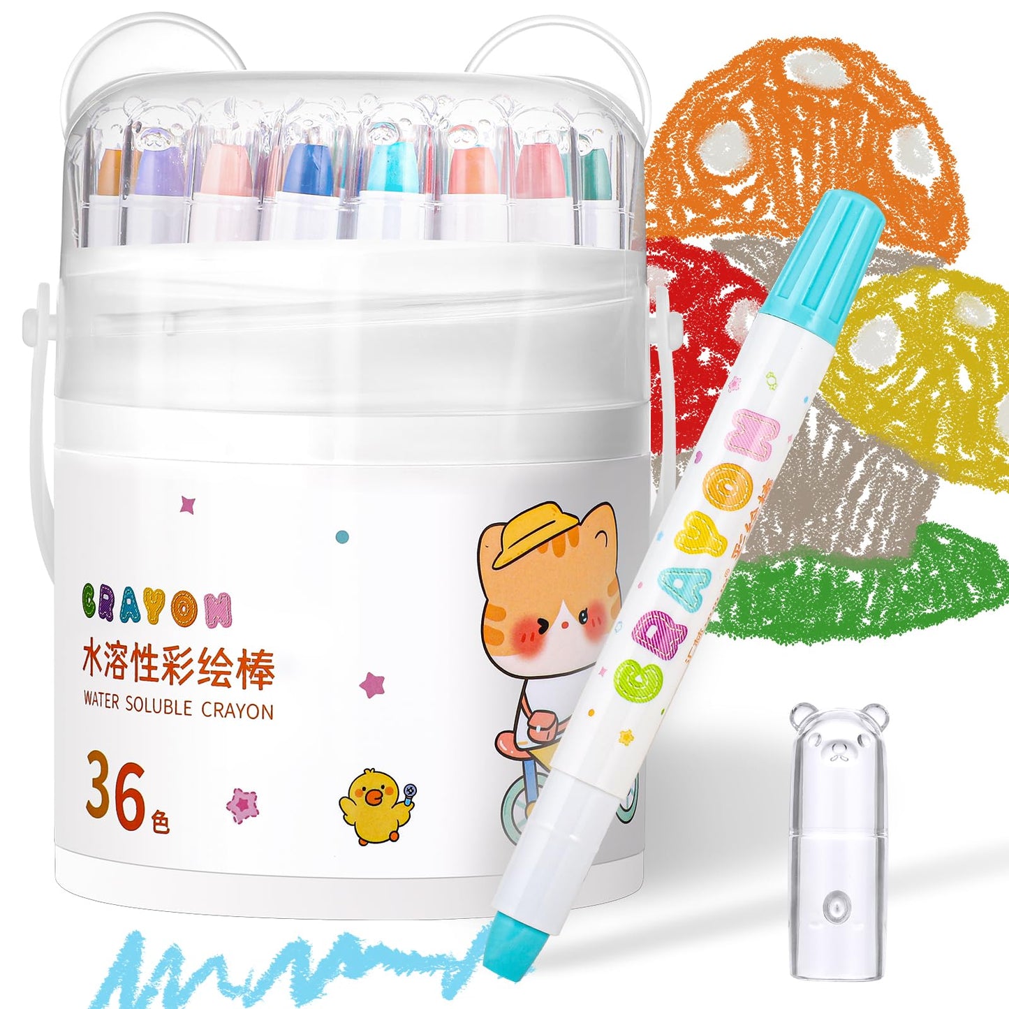 Prudiut 36 Color Silky Twistable Crayons for Artist, Washable Art Supplies, Multicultural Pastel Gel Crayons, Easy Grip Coloring Gift
