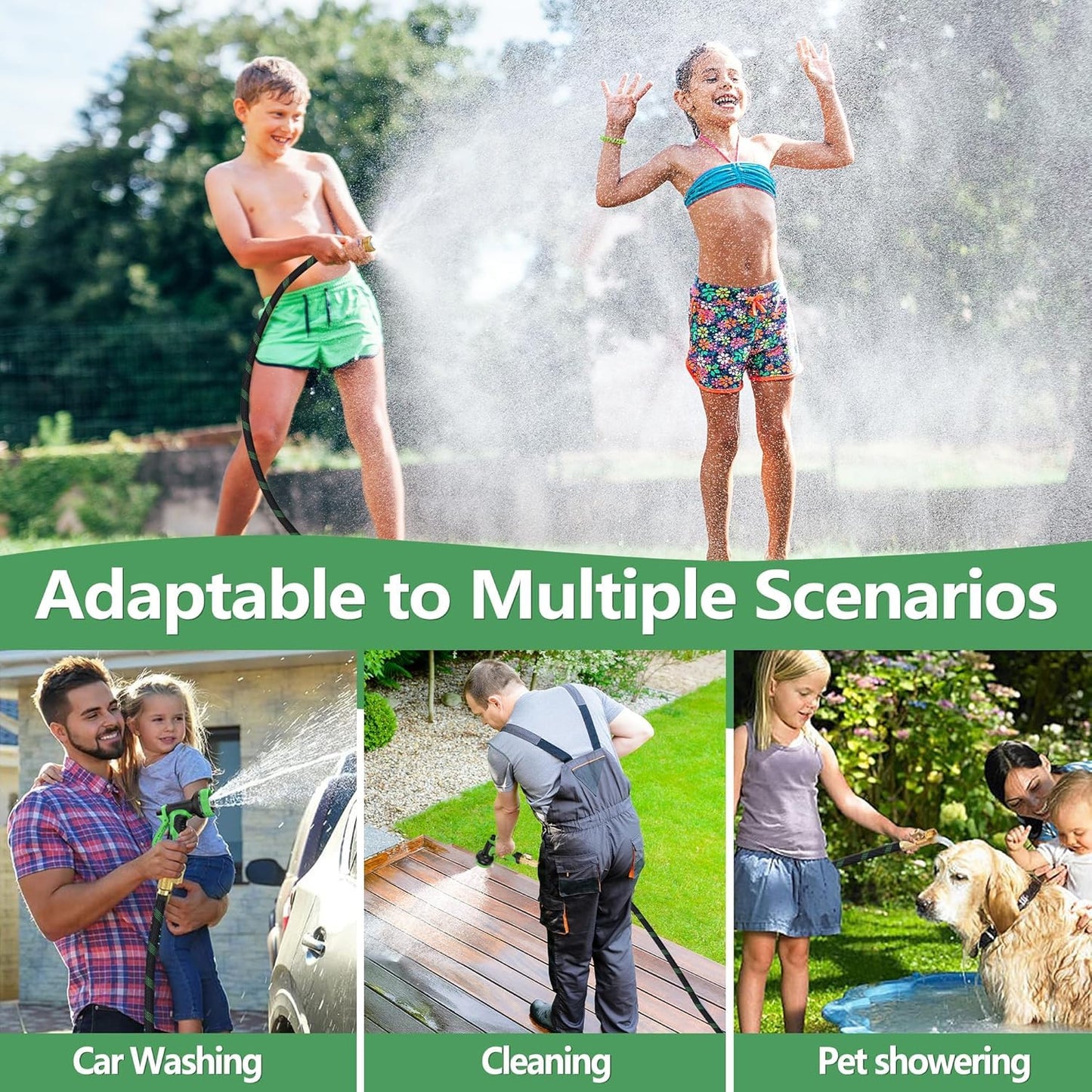 75 ft Garden Hose, Flexible Ultra Lightweight Durable Garden Hose, Kink-Free Water Hose with 10 Function Sprayer - Non-Shrinking Garden Hoses, Easy to Store,All-Weather, Car Washing Pipe Garden Hoses