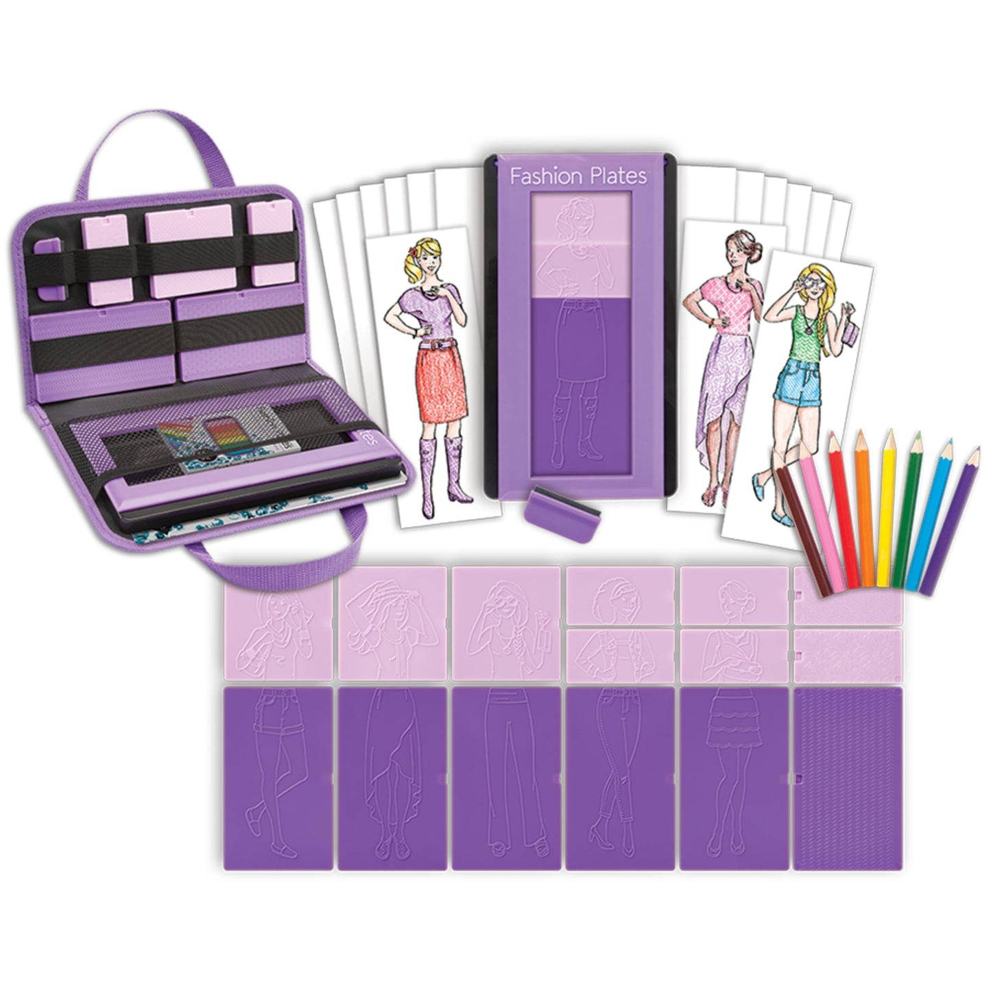 Fashion Plates Classic – Girls Fashion, Mix-and-Match Drawing Kit, Arts and Crafts, Coloring, Art Supplies, Craft Supplies, Stencils, Crayons Included, Create Your Own Designs, Ages 6+