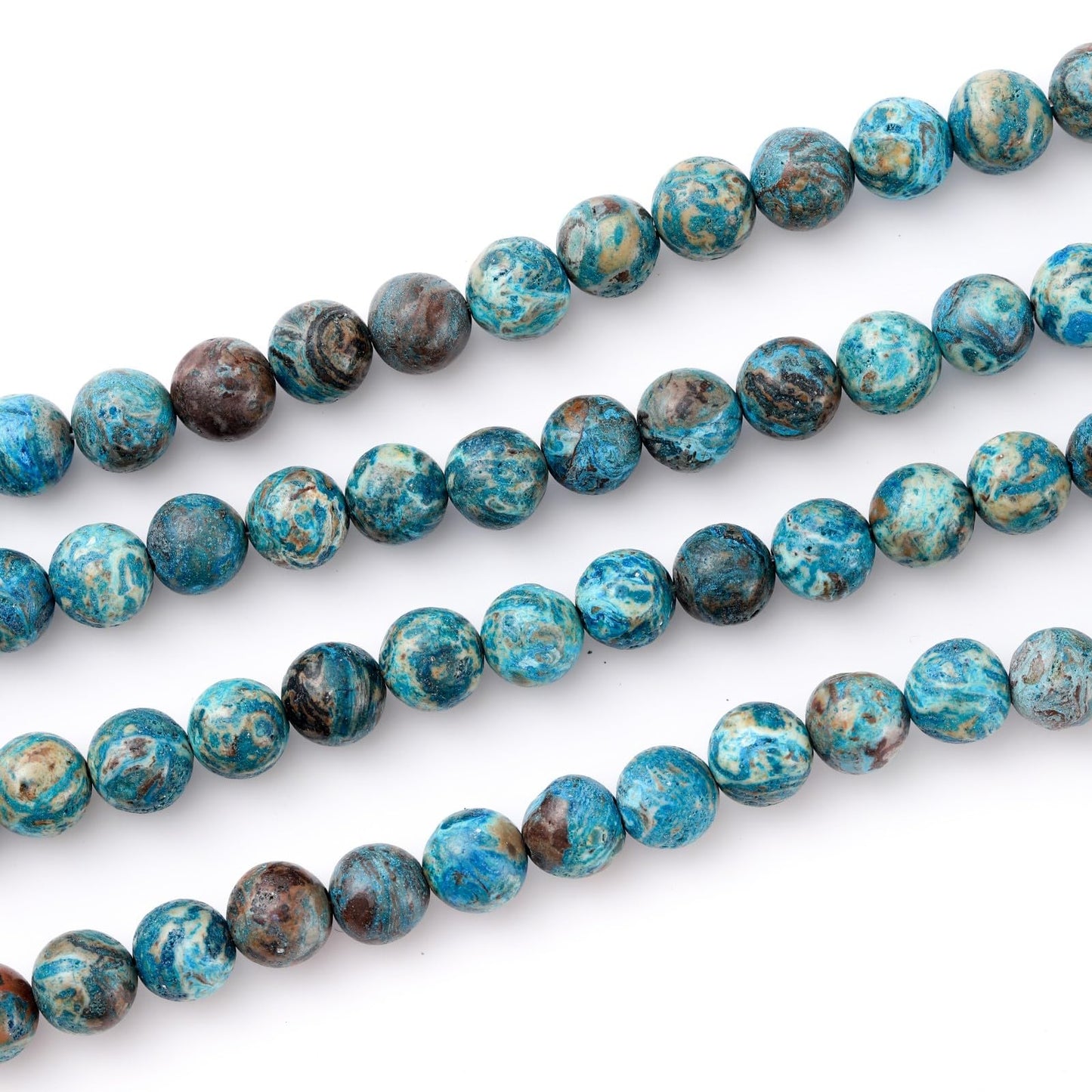 8mm 45pcs DIY Natural Blue Pattern Agate Stone Beads Round Healing Crystal Gemstone Loose Beads for Jewelry Making Handmade Bracelet Necklace