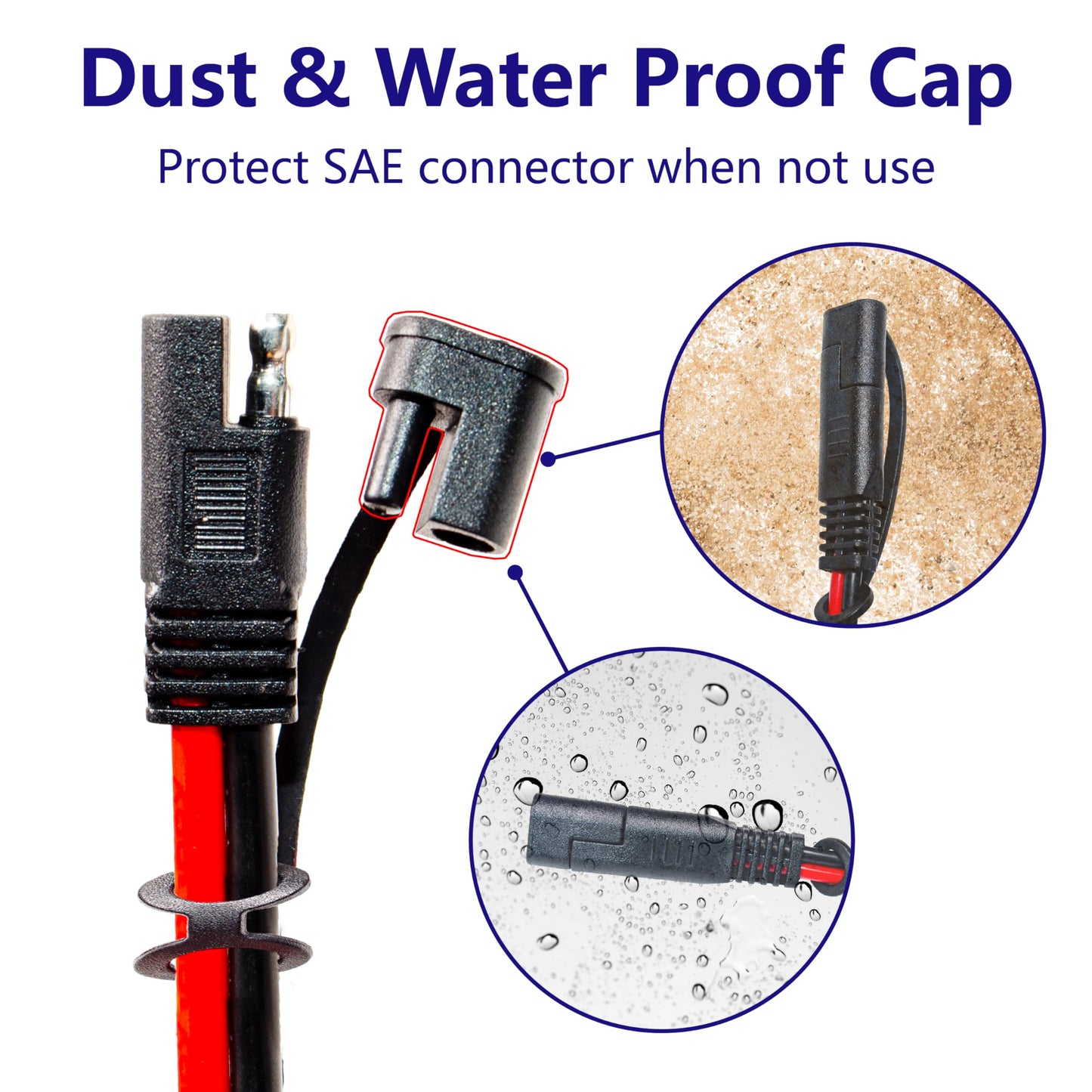 10AWG 6FT Charger Cable, SAE to O Ring Terminal Quick Disconnect Harness, 2 Pin SAE Connectors Extension Cables Cord with 15& 20A Fuse for Car, Motorcycle, Solar Panel