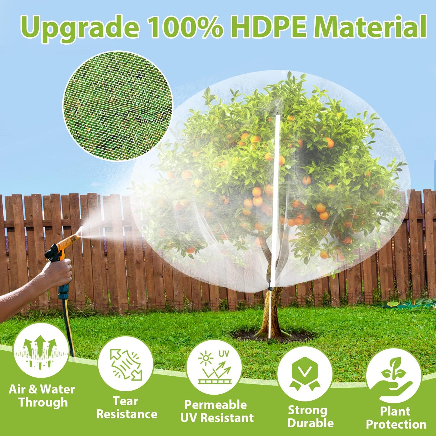 Large Fruit Tree Netting with Drawstring and Zipper, 12 * 12FT Garden Netting for Garden Protection, Insect Bird Netting for Fruit Trees, Protection from Anti Birds, Bugs,Cicadas, Insects