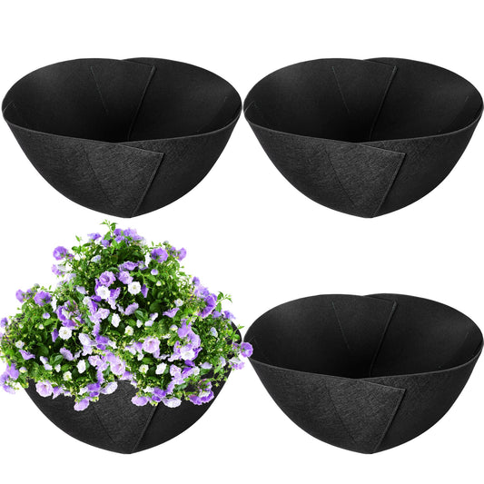 Adnee 4 Pcs 16 Inch Fabric Planter Basket Liner-Felt Flower Pot Liners-Hanging Plant Basket Fiber Insert for Garden Wall Hanging Planter Flower Vegetables(Round)