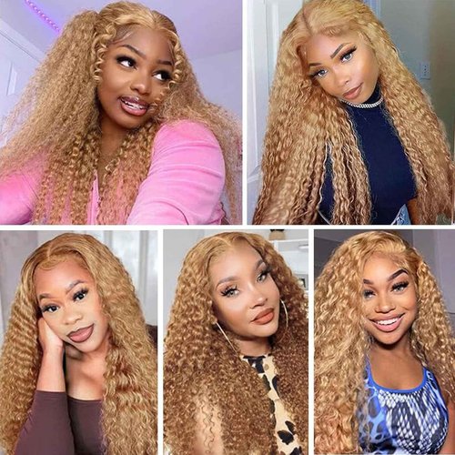 Fabimiya 26 28 30 Inch Human Hair Bundles Honey Blonde 27# Jerry Curly Bundles Human Hair 100% Unprocessed Soft Sewn In Hair with Double Weft for Black Women