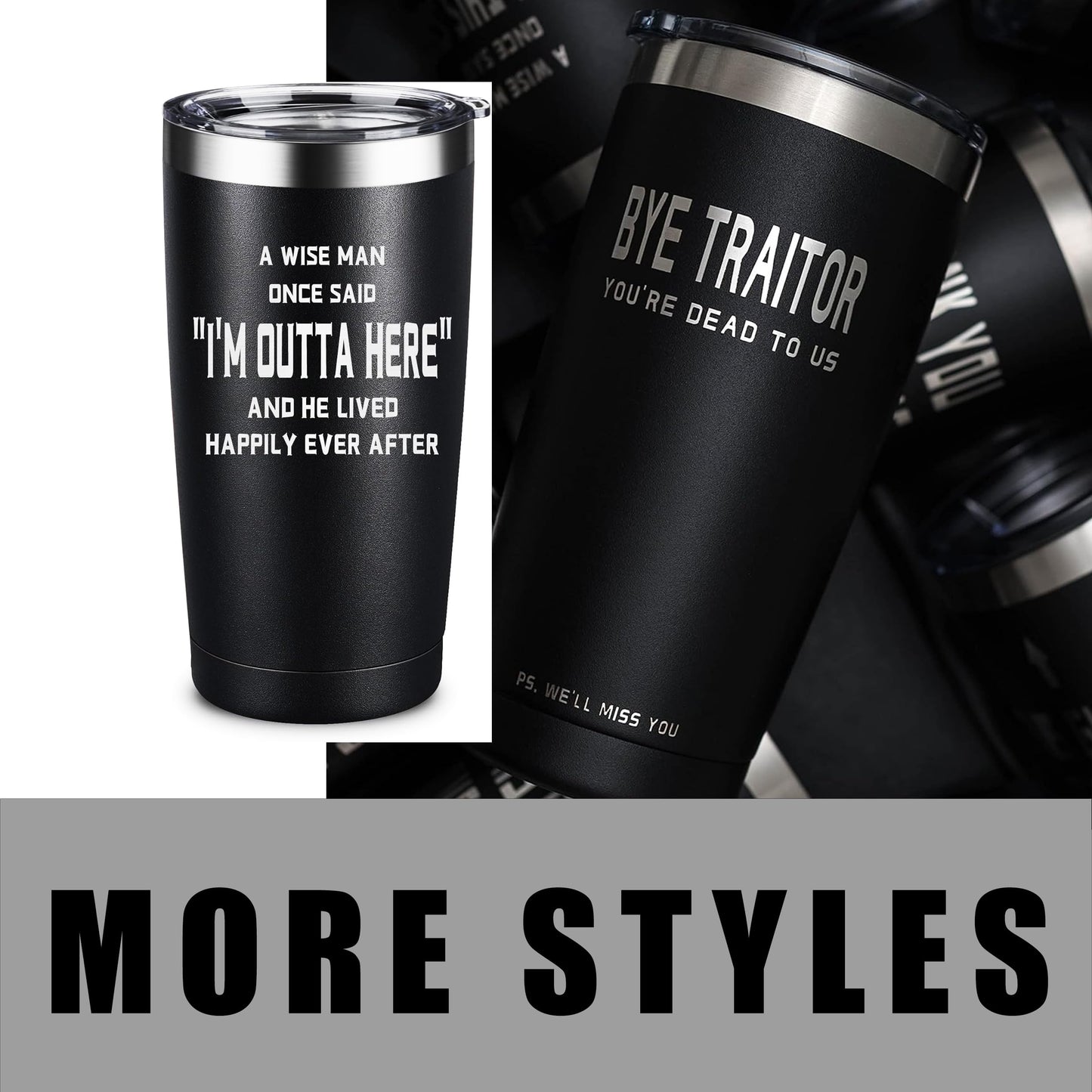 ARIABLE Farewell Gifts for Coworkers - Coworker Leaving Gift for Women & Men - Going Away Goodbye Coworker New Job, Good Luck Gifts for Coworkers, Friends, Boss, 20oz Engraved Tumbler, Black