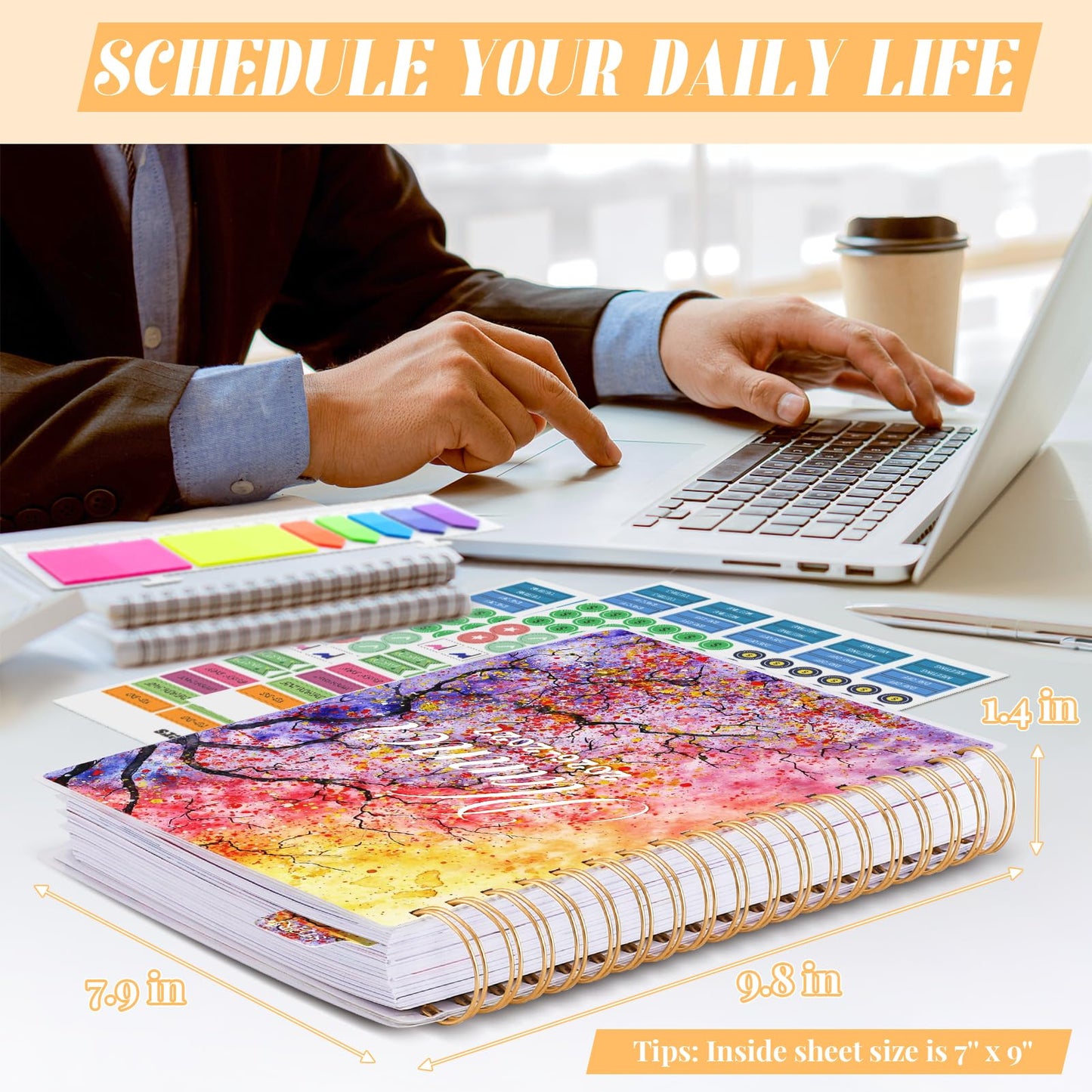 Planner 2026-2027, Large 18 Months Academic Daily Weekly Monthly Planner Yearly Agenda Jan. 2026–June. 2027, 7.9" x 9.8", Page Tabs, Separator Page, Pocket Folder, Bookmark, Stickers, Sticky Note Set