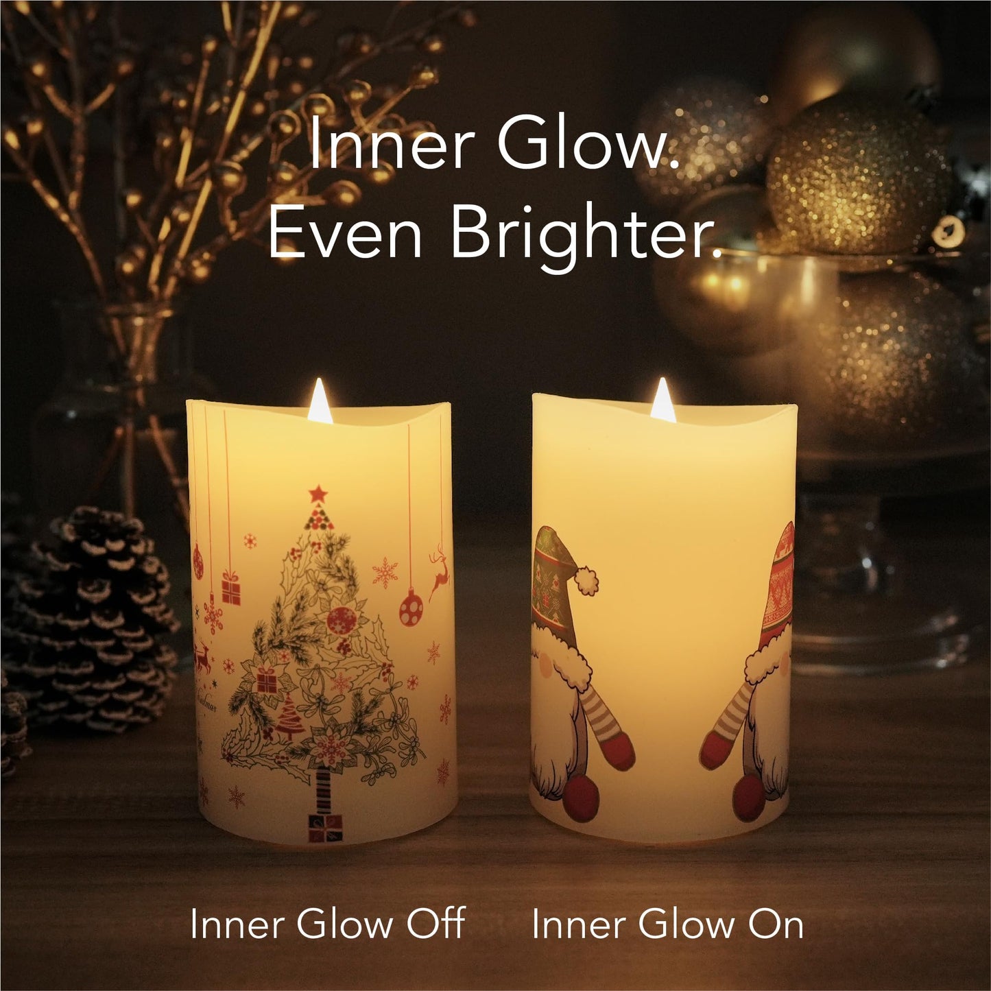 Softflame Christmas Flameless Candles with Remote Control, 3"x 5""Battery Operated Flickering 3D Wick Real Wax Pillar Santa Claus Candle"