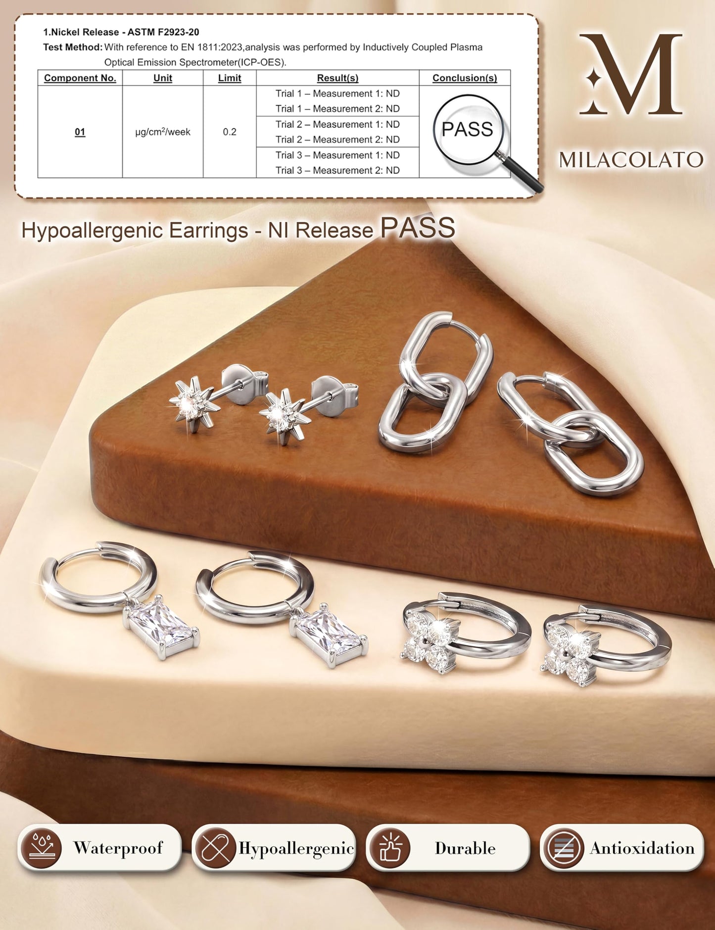 MILACOLATO 4 Pairs Silver Earrings for Women, Hypoallergenic Sterling Silver Filled Small Stud Hoop Earrings Set for Multiple Piercing, Dainty Lightweight Cartilage Huggie Earrings Stacks Trendy Jewelry Gifts, B