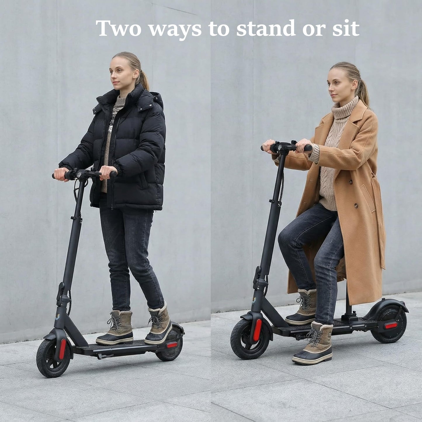 Caroma Electric Scooter 500W, Portable Folding Electric Scooter for Adults with Detachable Seat, 9" Solid Tires, Fast Commuting E Scooter w/Braking System & Shock Absorption,Blue