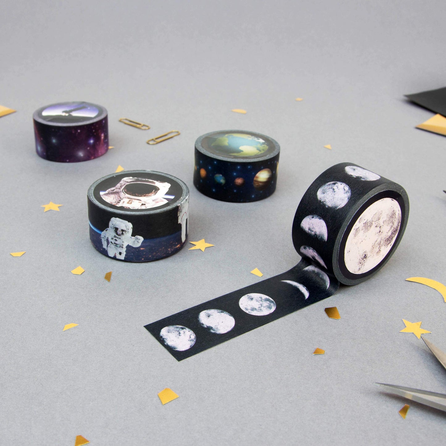 Suck UK | Washi Tape | Space Themed Washi Tape Sets of 4 | Wide Paper Tapes Space Gifts | Aesthetic Stationary Supplies & Scrapbook Accessories | Japanese Stationery & Tapes for Scrapbooking