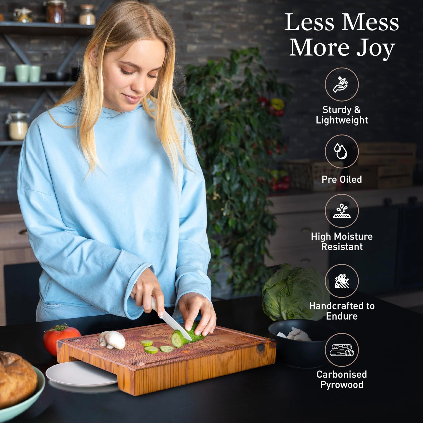 Cutting Board – Non Toxic End Grain Butcher Block with Handle, Charcuterie Boards, Cheese Board For Kitchen And Dining – Kitchen Must Haves Chopping Block - Food Safe Finishing - 2.5" x 15" x 20"