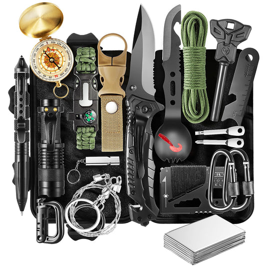 20 in 1 Survival Kit for Men - Emergency & Outdoor Camping Gear, Compact Survival Tools, Essential Camping Accessories, Durable Multi-Tool Set, Practical Gift for Dad, Husband, Outdoorsmen