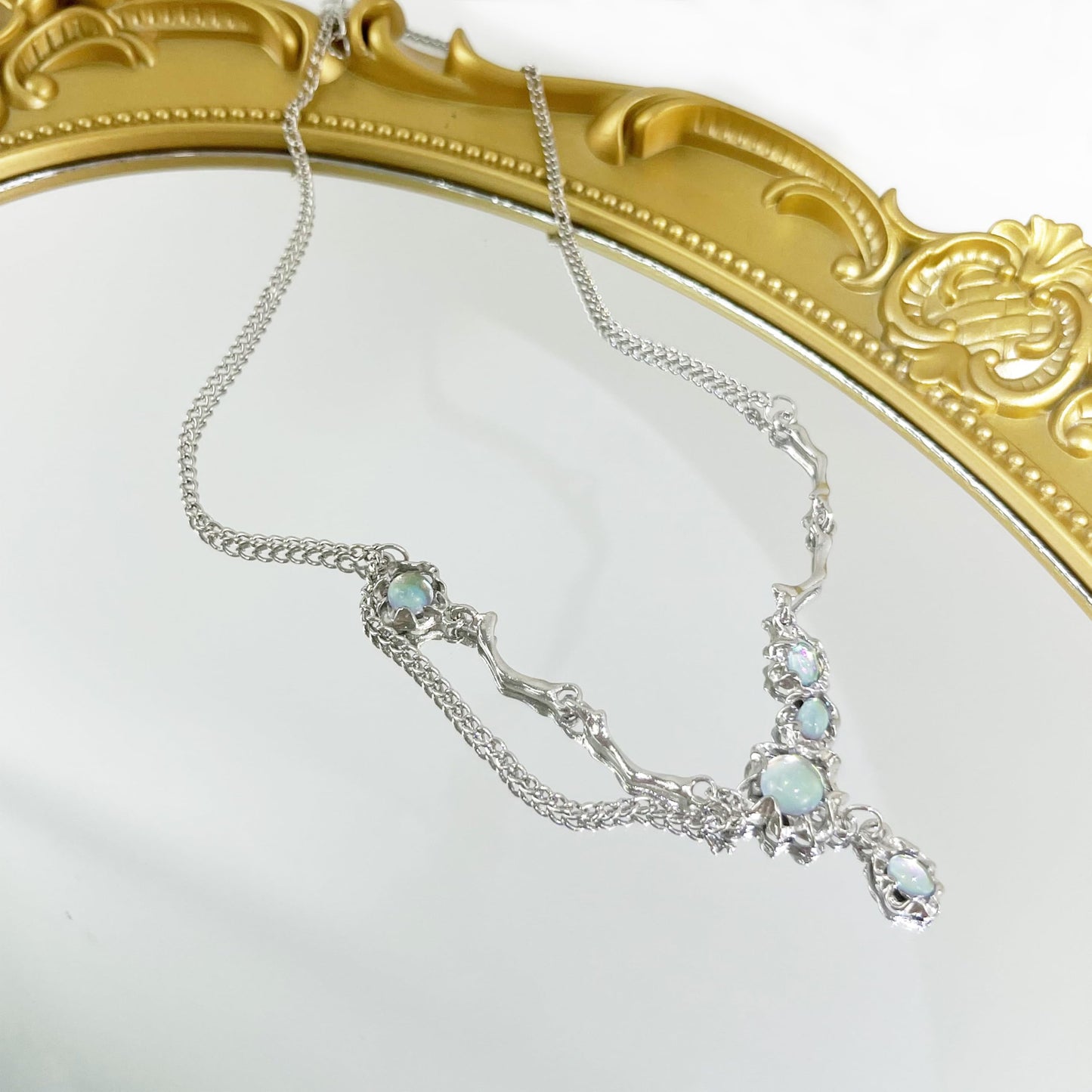 Buyongwant Y2k Irregular Necklace for Women Moonstone Cat Eye Fashion Collar Chain Design Spicy Silver Jewelry