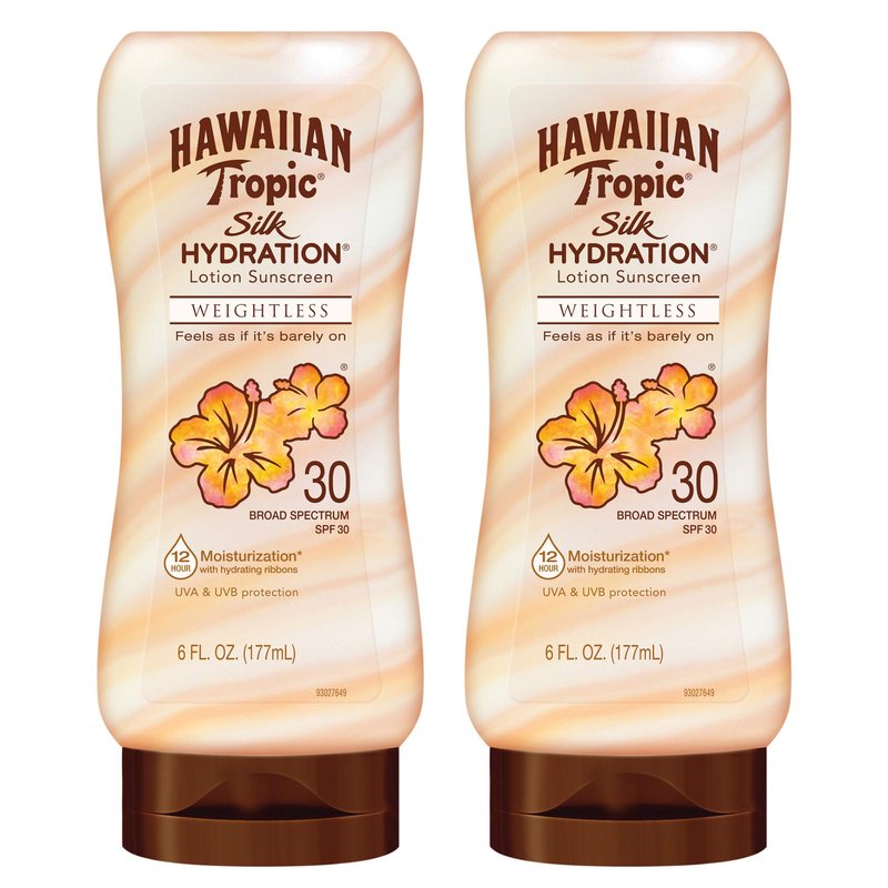 Hawaiian Tropic Weightless Hydration SPF 30 Sunscreen Twin Pack and After Sun Body Butter with Coconut Oil, 8oz