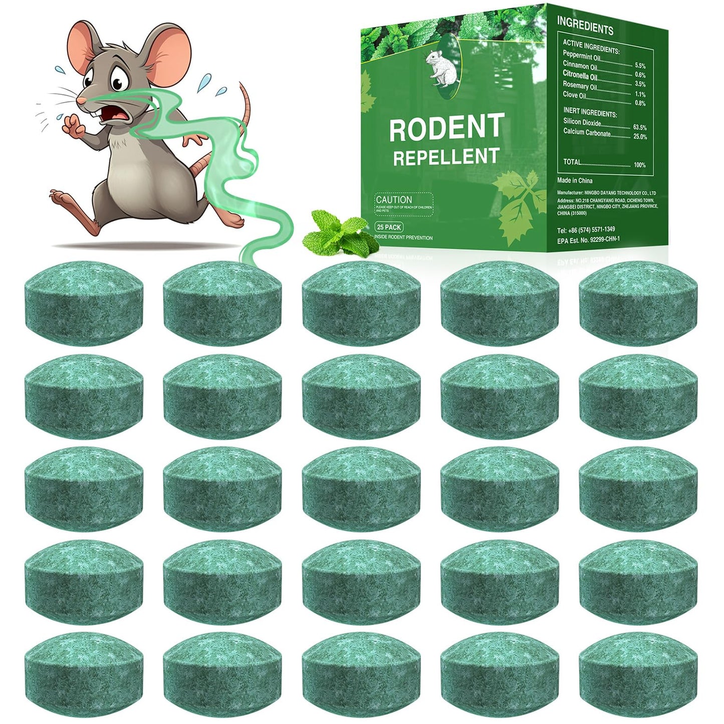 Mouse Rodent Repellent,25 Pack Peppermint Oil Mouse Traps for Rat Mice, Ant, Roach, Spider, Squirrel, Nature Mouse Deterrent for Indoor Outdoor Use, for Garden & Home, Family & Pet Safe 01