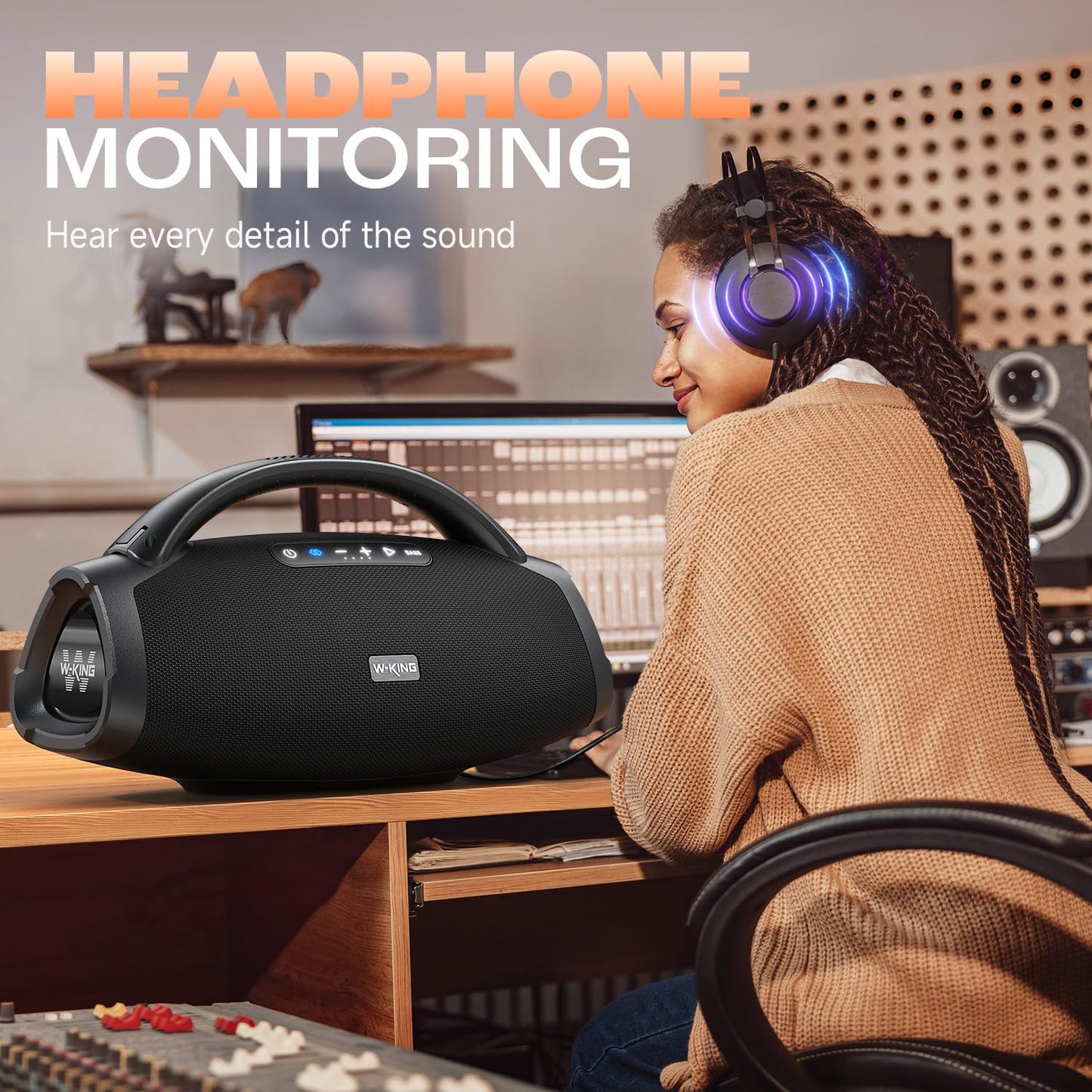 330W PEAK Loudest Boom Box X20, 7.5" Subwoofer, 2.1Ch, IPX7 Waterproof 200W RMS Party Bluetooth Speaker, Hi-Fi, Large Wireless Speakers, BT5.4, EQ APP, Fast Charge, Guitar-in,Massive Bass for Outdoors