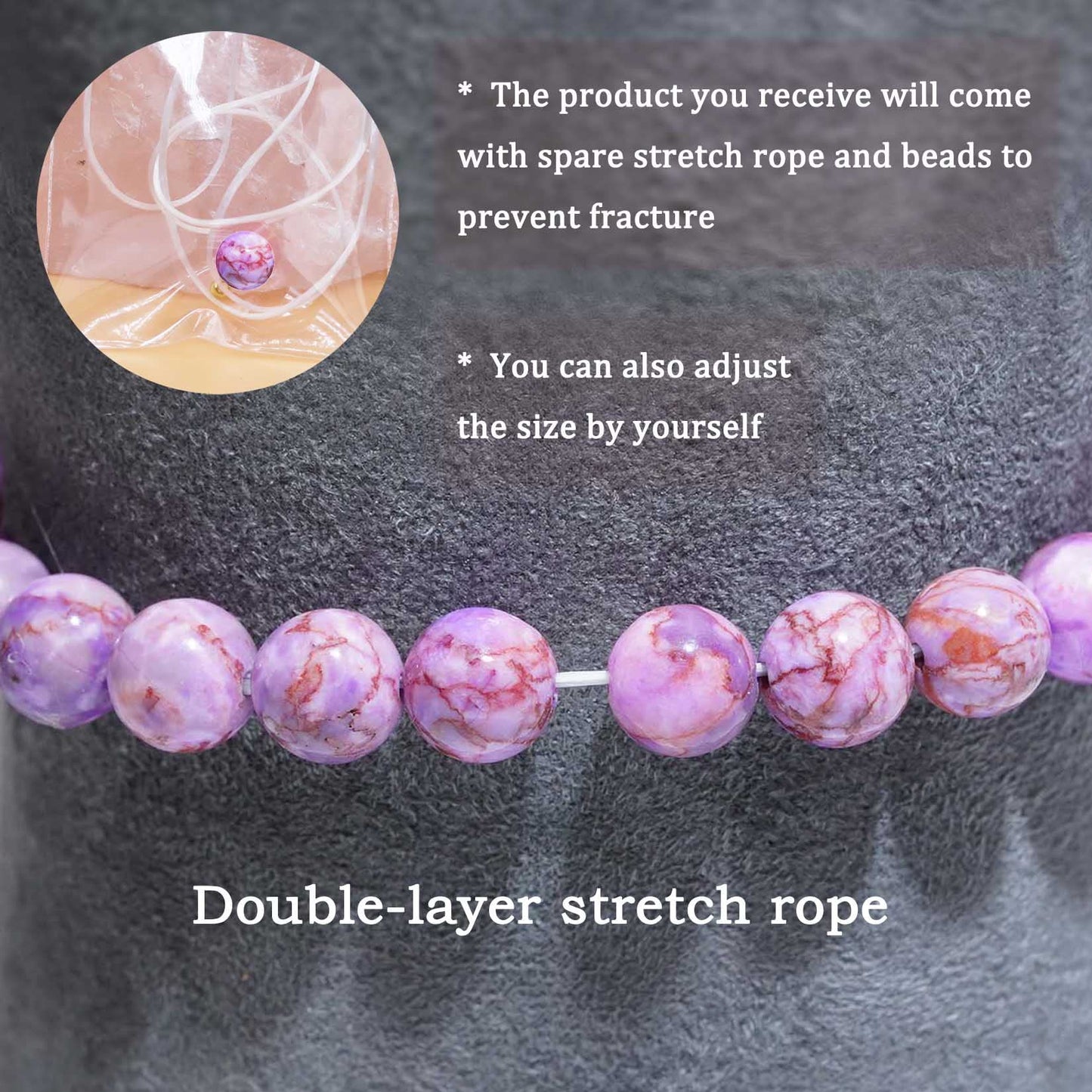 DAZCOLO 8mm Natural Gemstone Stretch Bracelet, Handmade Unisex Crystal Bracelets for Meditation, Yoga, Spiritual Healing & Positive Energy (Purple Turquoise Magnesite)