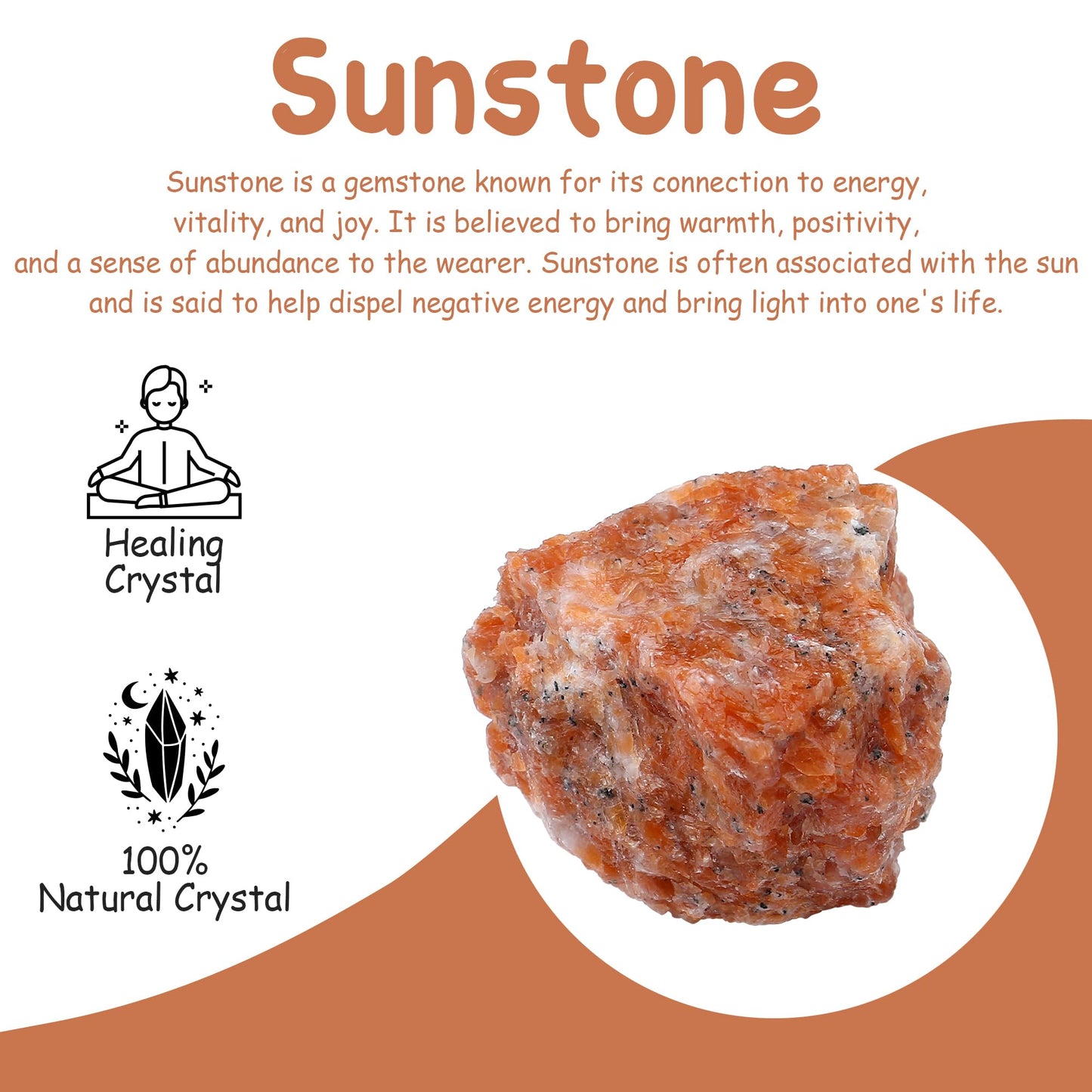 QINJIEJIE Sunstone 2PCS Raw Crystals 1.8-2.2'' Natural Crystals Healing Stones Bulk Large Stones for Tumbling Cabbing Fountain Rocks Polishing Handmade Gifts
