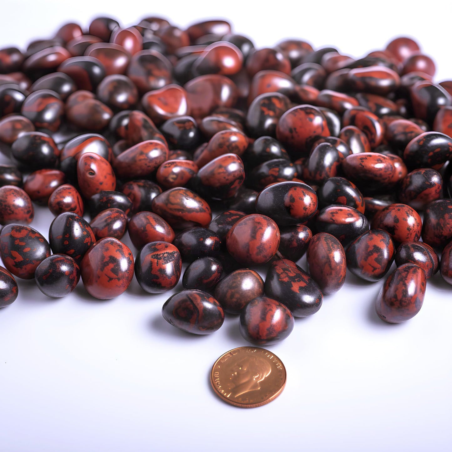 SigMntun Polished Mahogany Obsidian Crystal Stone Set - 72 Pcs Handpicked Tumbled Gemstones Rocks Quartz, Pebbles for Reiki, Chakra, Healing, Home Decor, 0.5" - 10 oz Mahogany Obsidian