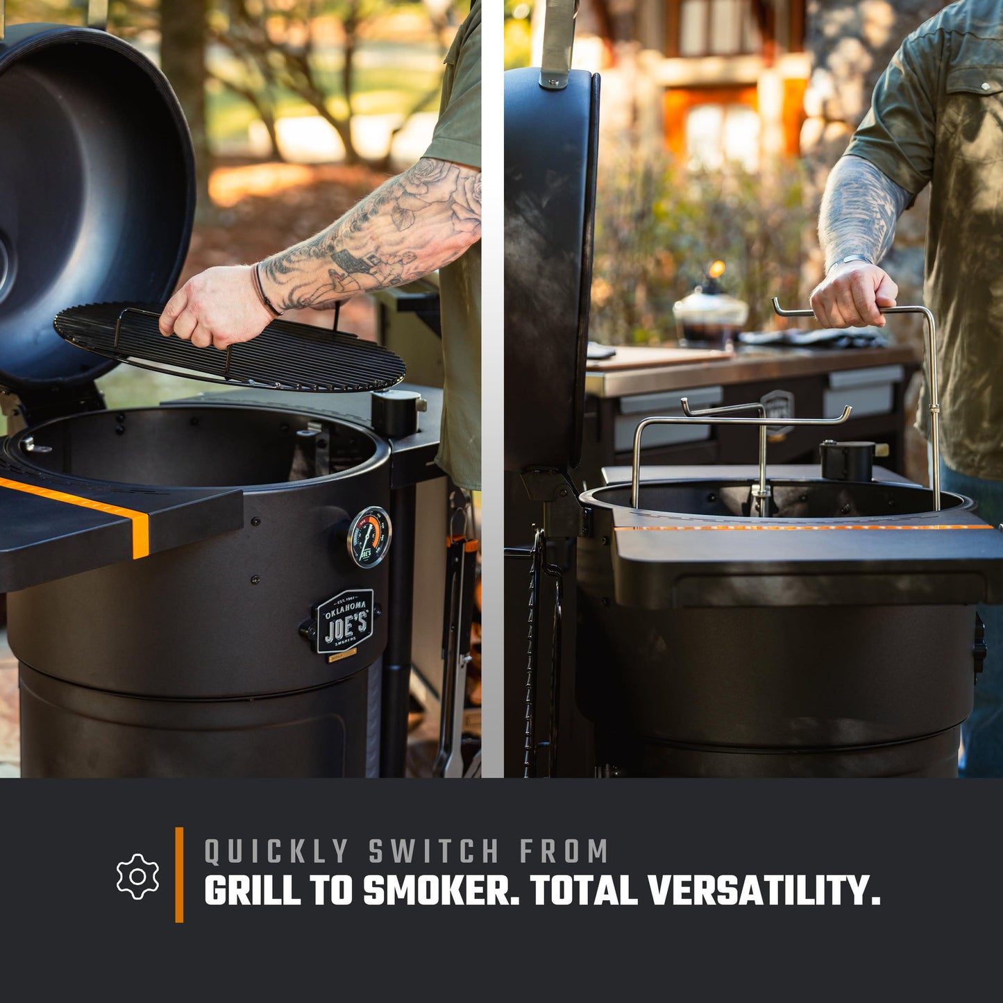 Oklahoma Joe's® Bronco 18 in. Heavy Duty Charcoal Drum Smoker and Grill with 284 sq. in. Cooking Area in Black, Smoker Grill
