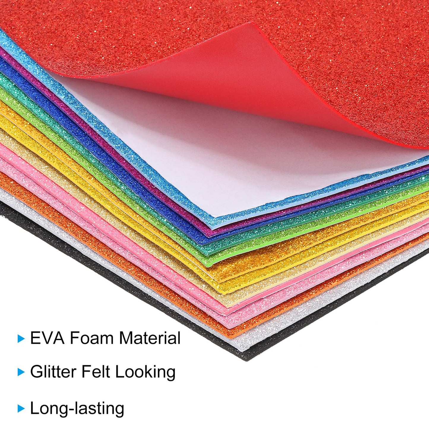 PATIKIL 2mm(1/10") Thick Adhesive Glitter Foam Sheet 16x24inch(40x60cm) Dark Blue, EVA Shiny Foam Board for Craft, 6 Pcs