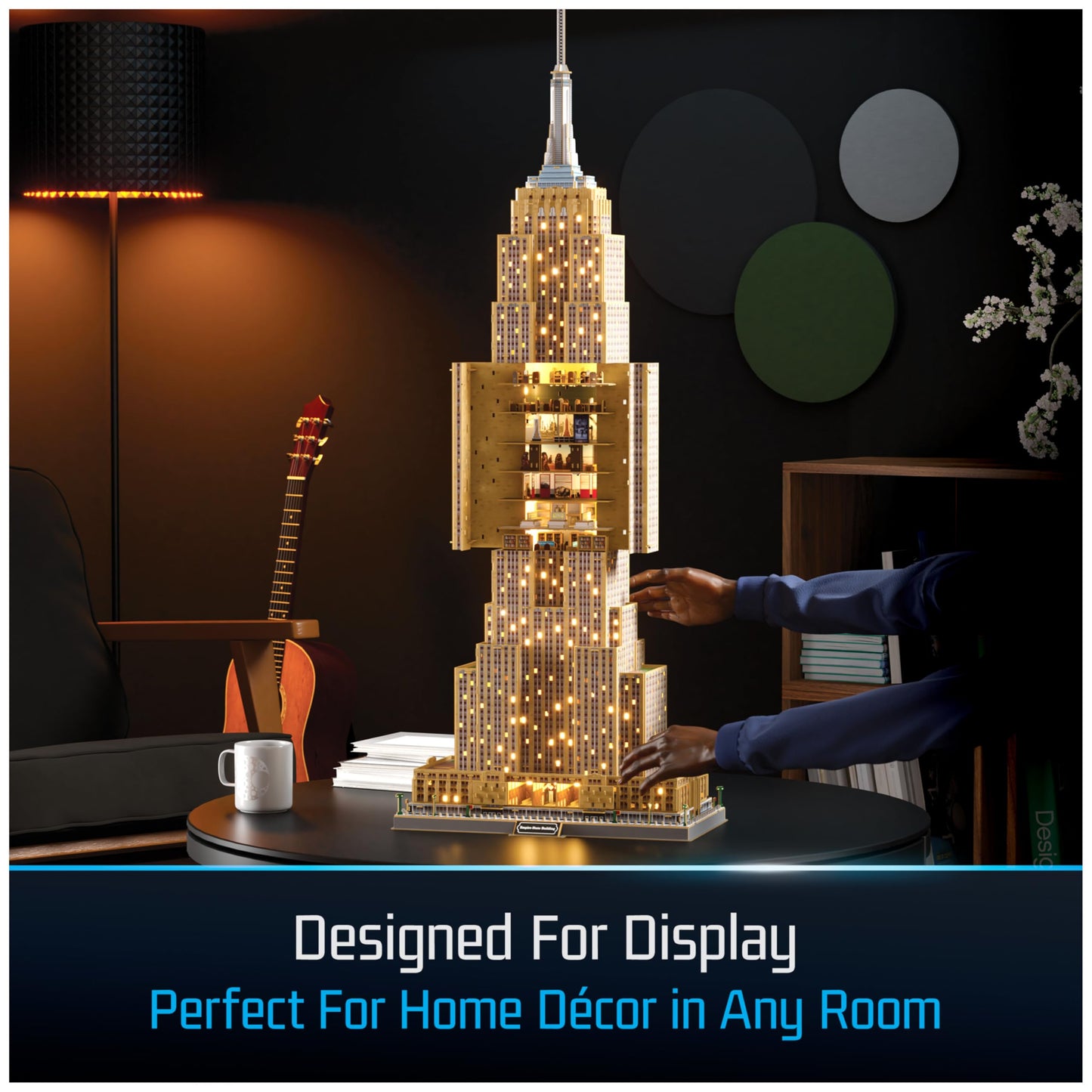 4D Build, Architect Series Empire State Building 3D Model Kit with LED Lights, Desk Décor, Adult Puzzles, Building Toys, 3D Puzzles for Adults & Teens, 479 Pieces, for Ages 12 & Up