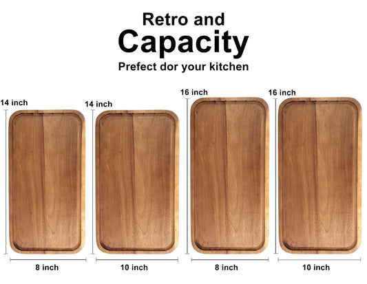 Large Serving Platters Wooden Charcuterie Boards for Party Food Dish Rectangle Acacia Wood Trays Home Decor Cheese Board Snack Appetizer Plates Rectangular Kitchen Dinner Platter Cookie Dessert Tray