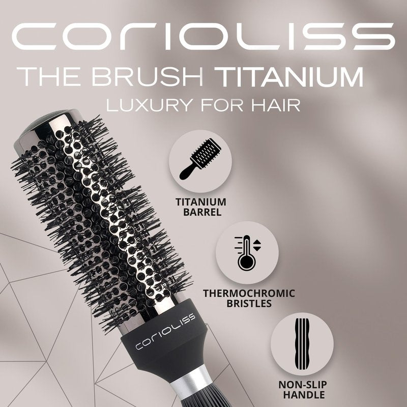 Corioliss | Hair Brushes for Women | Professional Titanium Round Barrel Ionic Hair Brush | Ideal for Styling Every Kind of Hair 43 MM