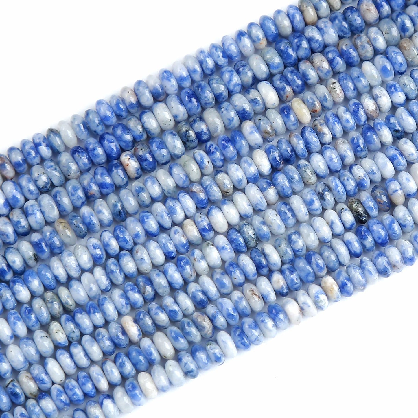 150PCS 2x4mm Natural Blue Sodalite Stone Rondelle Beads Abacus Disk Stone Beads Round Loose Spacer Gemstone Beads for DIY Bracelet Necklace Jewelry Making