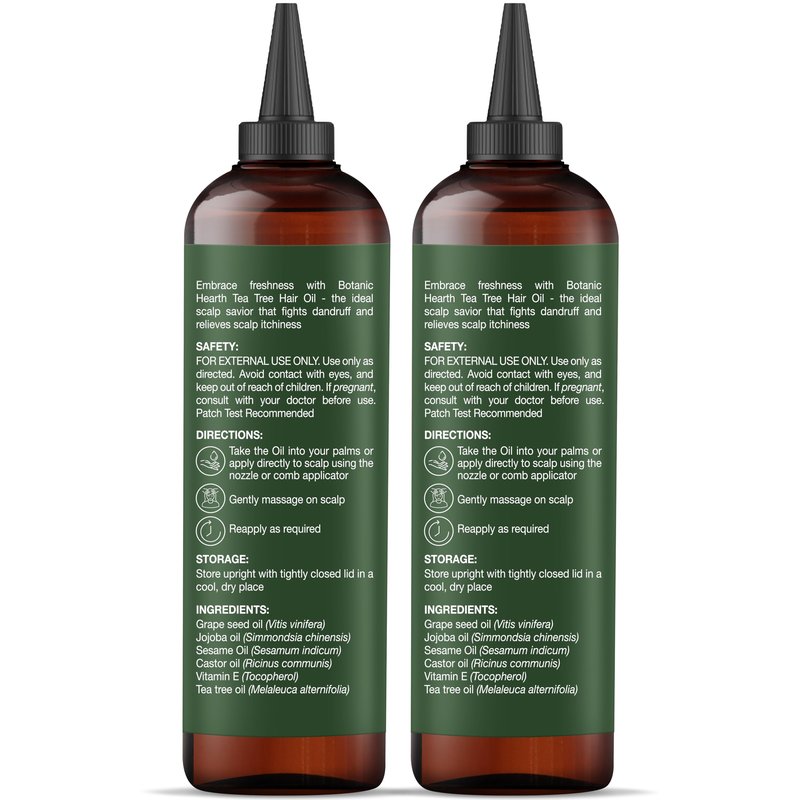 Botanic Hearth 100% Pure Tea Tree Hair Oil For Hair Growth & Hair Treatment Oils 6.7 Fl Oz, 2 Pack|Infused with coconut Oil|Hair Oil Repairs Dry Damaged Hair, Strengthening, Healthier| All Hair Types